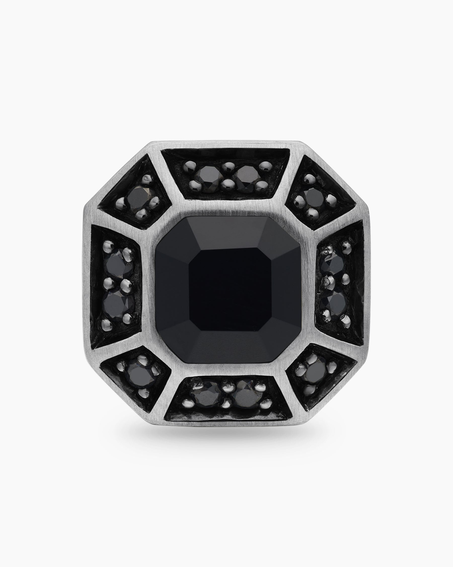 Streamline Pavé Stud Earring in Sterling Silver with Black Diamonds, 10mm - Image 4