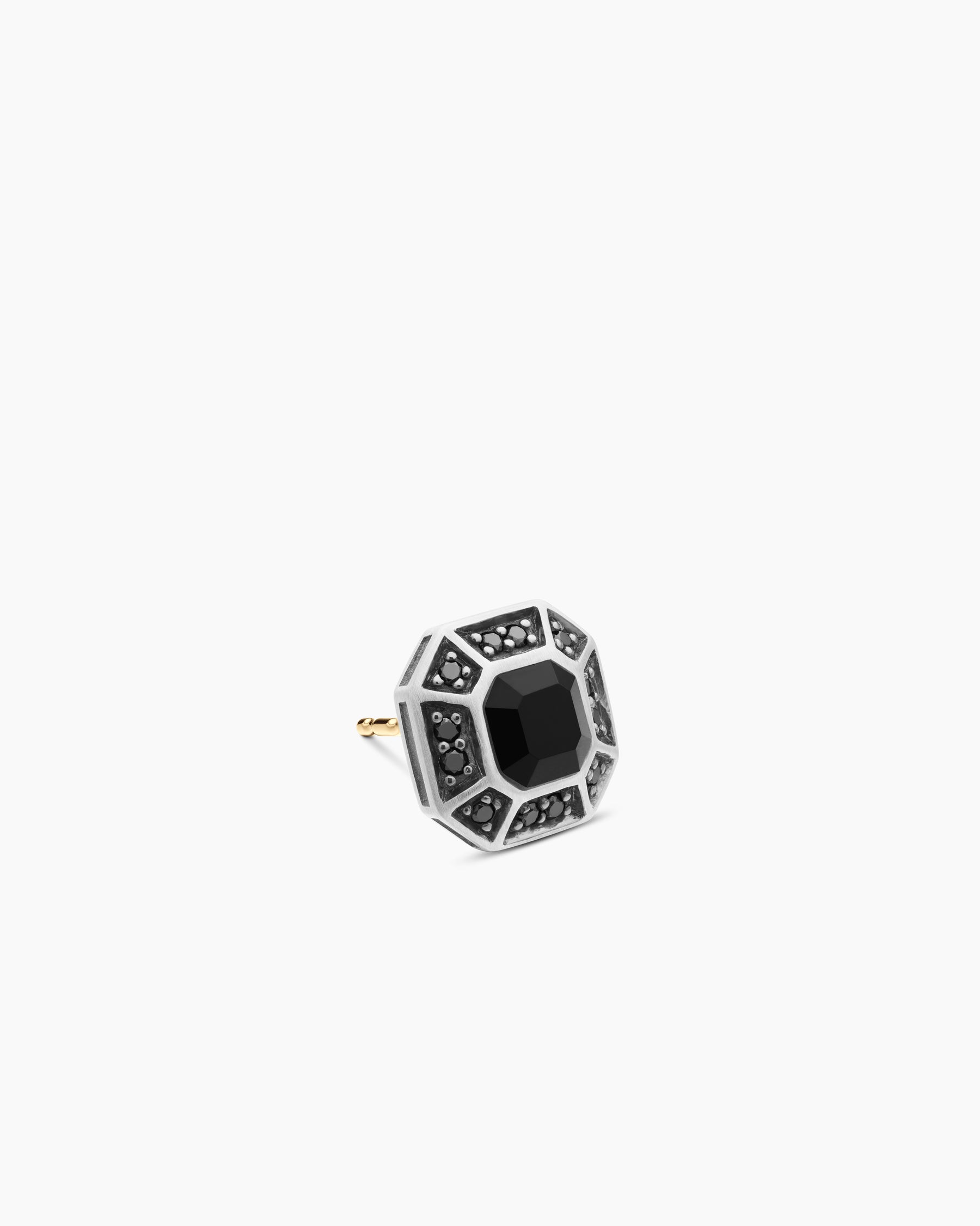 Streamline Pavé Stud Earring in Sterling Silver with Black Diamonds, 10mm