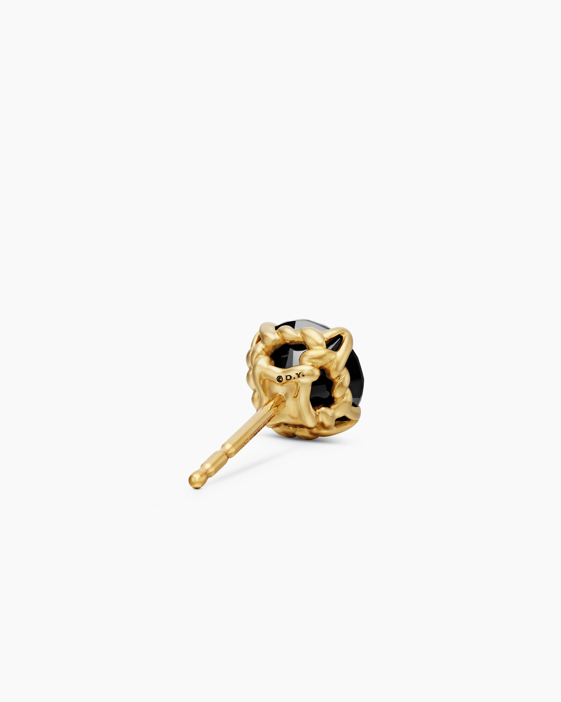 Stud Earring in 18K Yellow Gold with Black Diamond, 7mm - Image 3