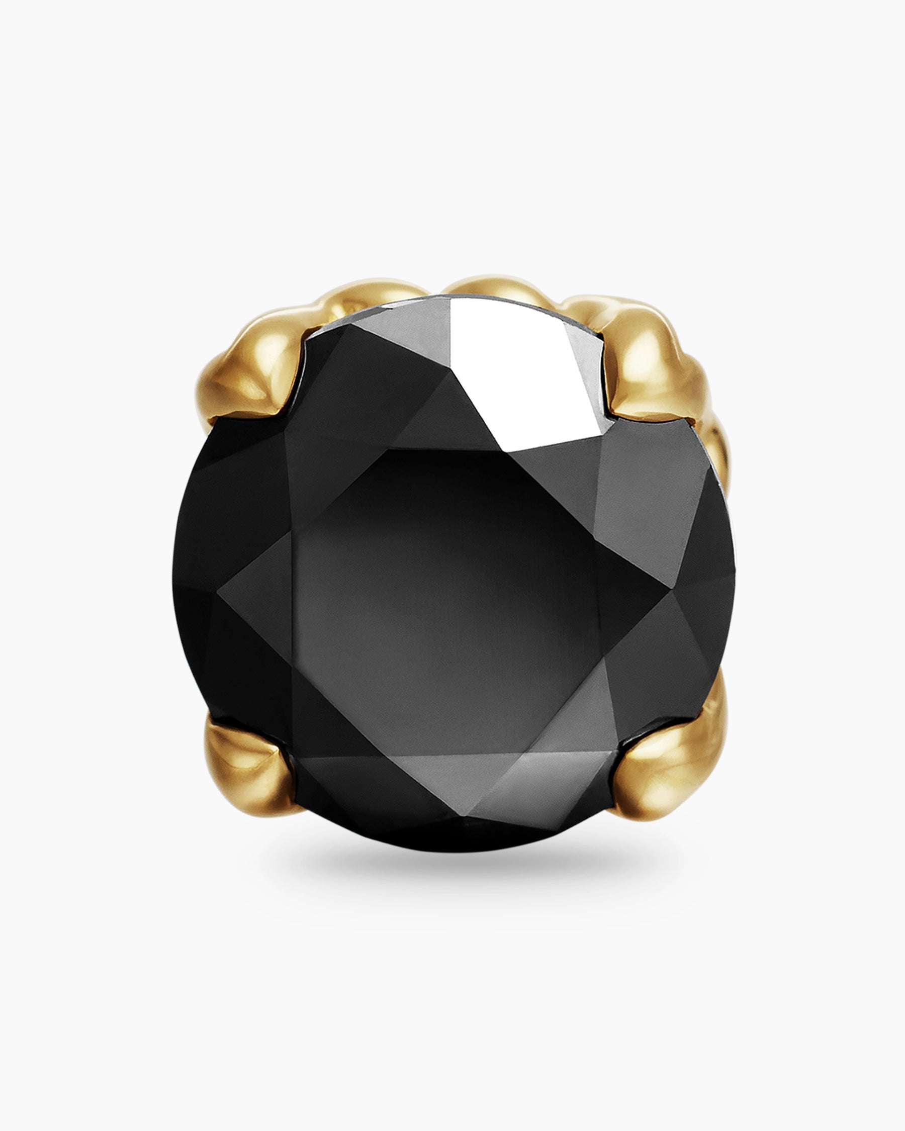 Stud Earring in 18K Yellow Gold with Black Diamond, 7mm - Image 4