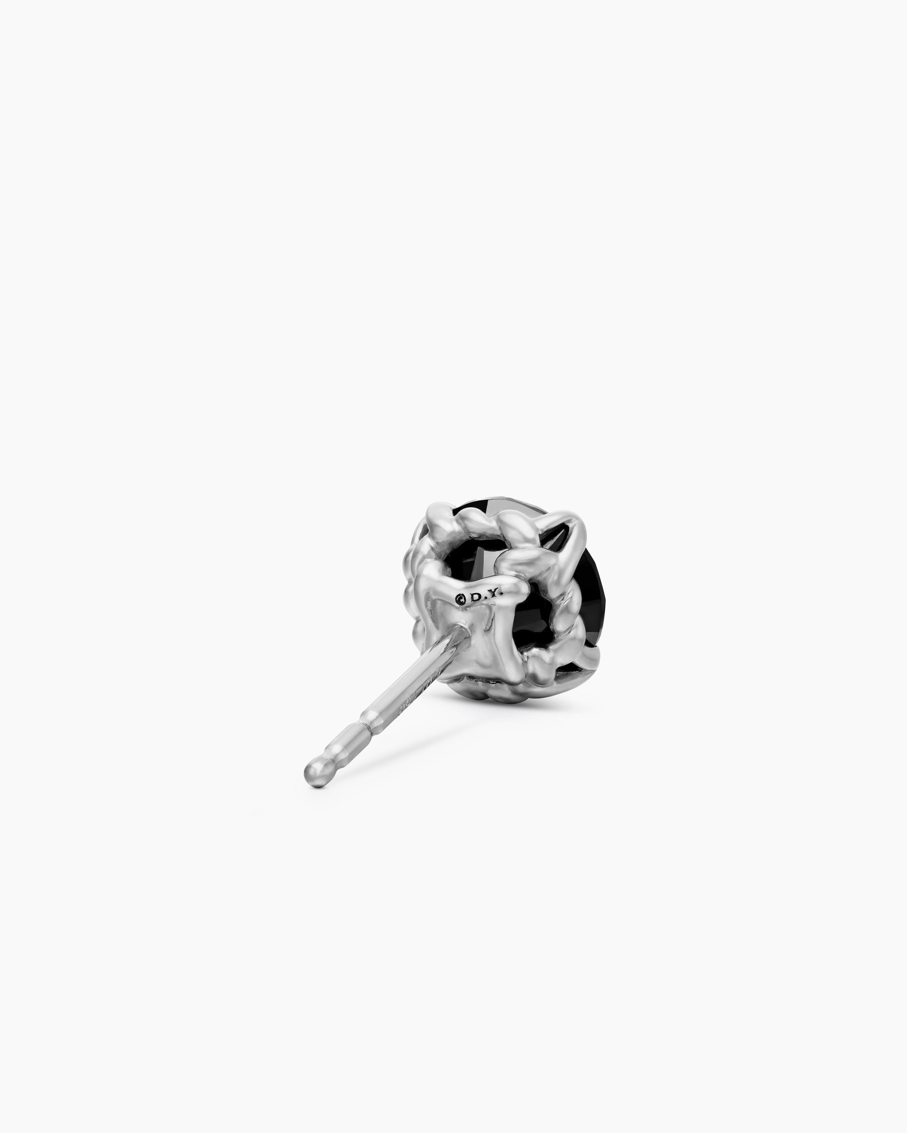 Stud Earring in Sterling Silver with Black Diamond, 7mm - Image 3
