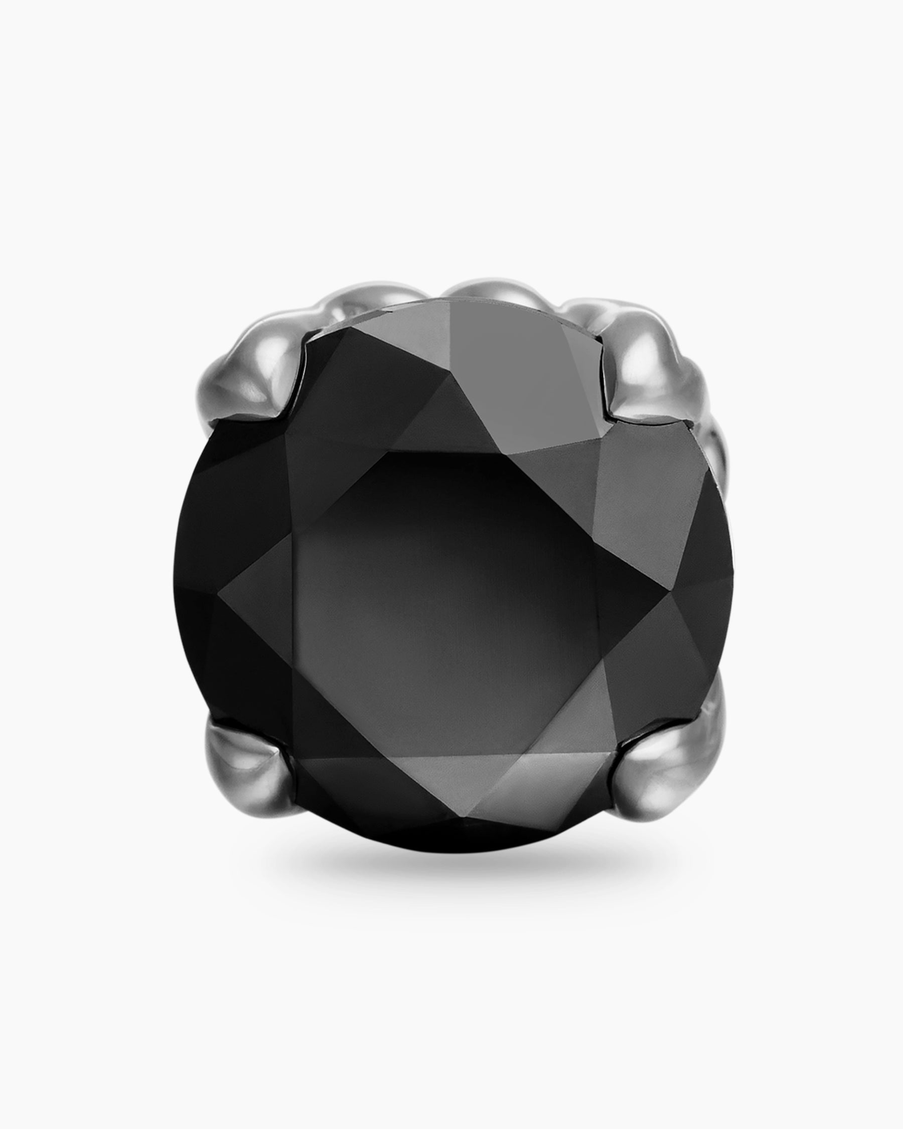Stud Earring in Sterling Silver with Black Diamond, 7mm - Image 4