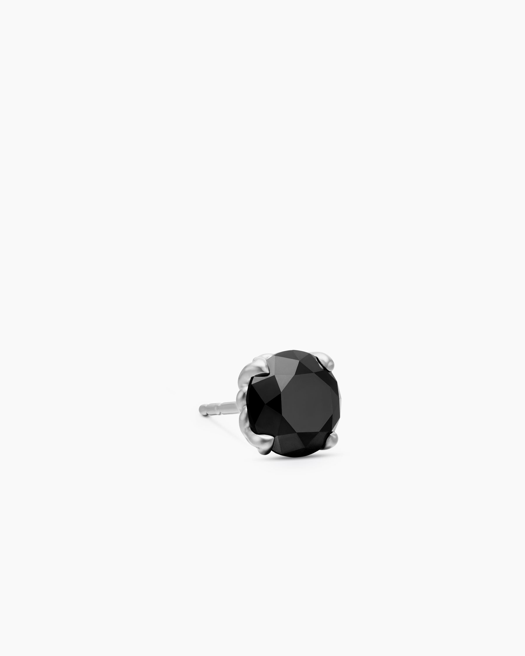 Stud Earring in Sterling Silver with Black Diamond, 7mm
