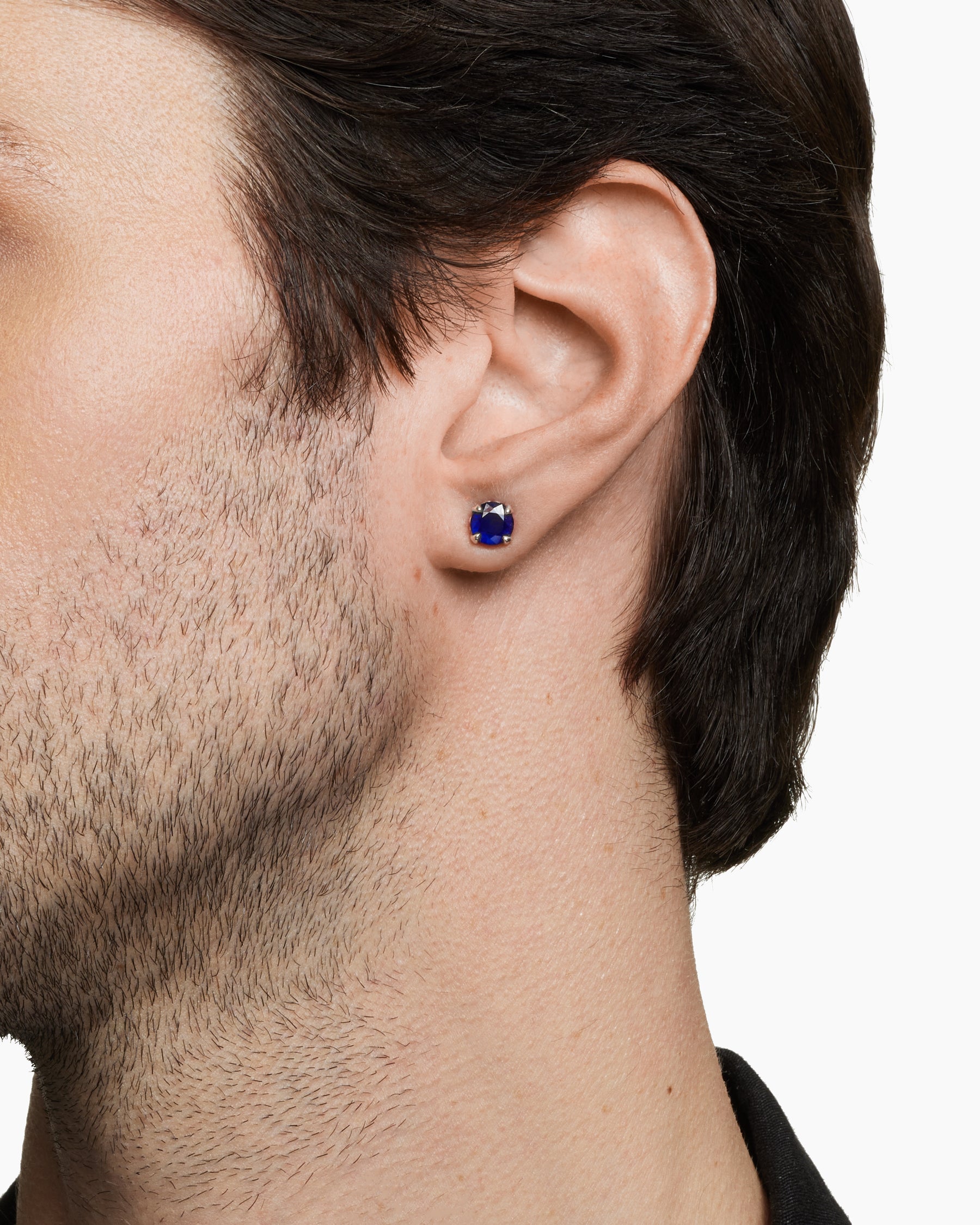 Alternative view of Stud Earring in Sterling Silver with Sapphire, 7mm