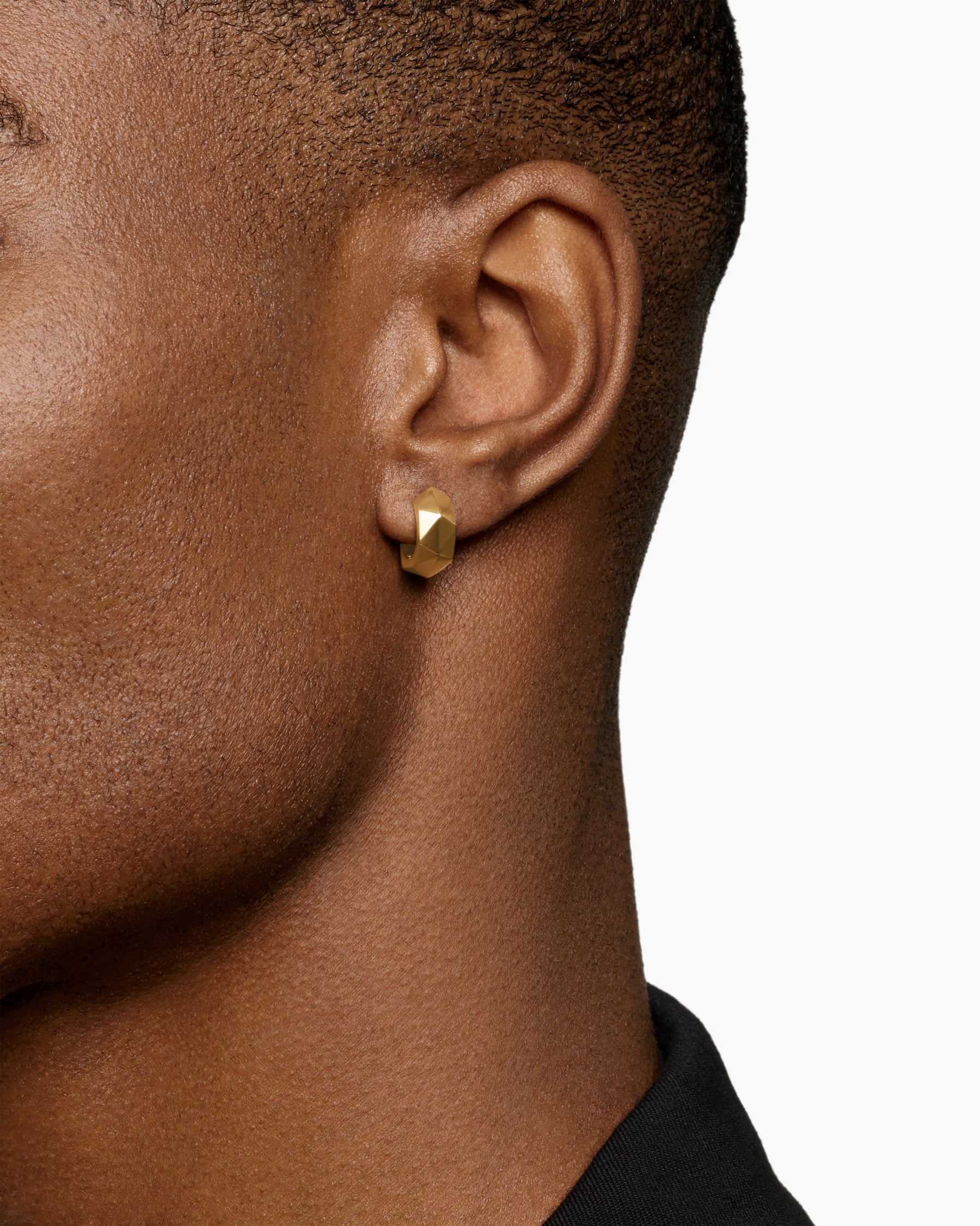 Alternative view of Faceted Hoop Earring in 18K Yellow Gold, 14.5mm