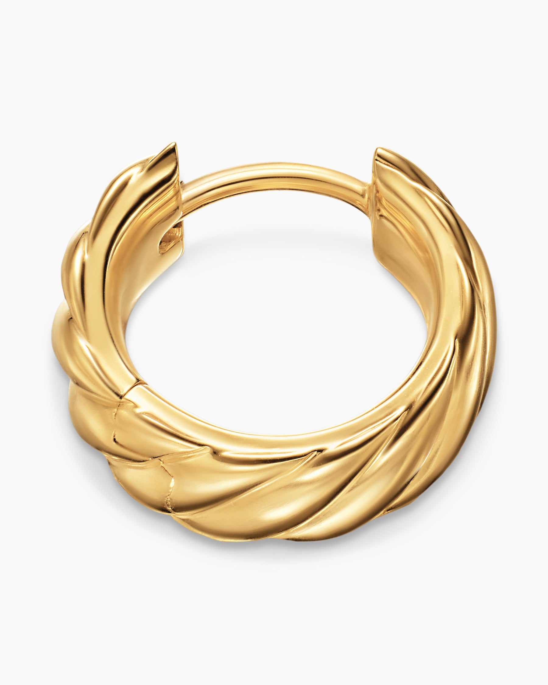Sculpted Cable Hoop Earring in 18K Yellow Gold, 12.8mm - Image 3