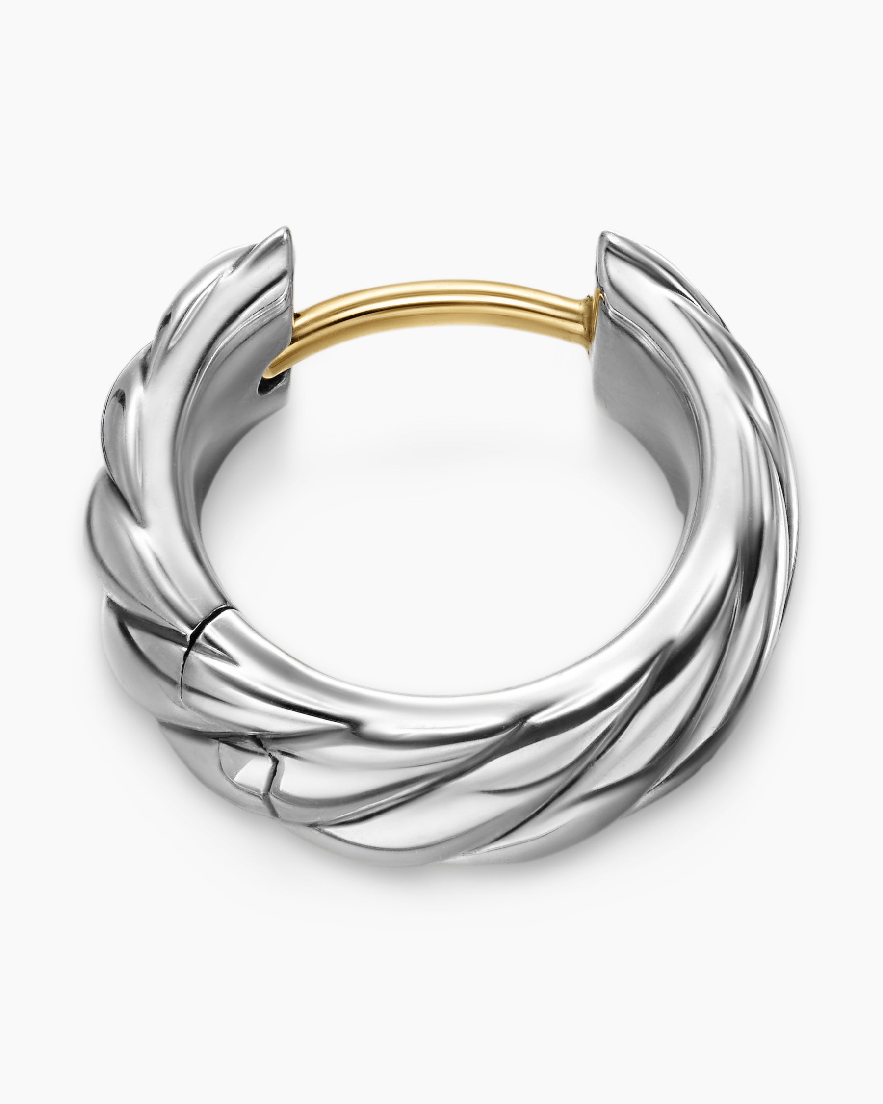 Sculpted Cable Hoop Earring in Sterling Silver, 12.8mm - Image 3