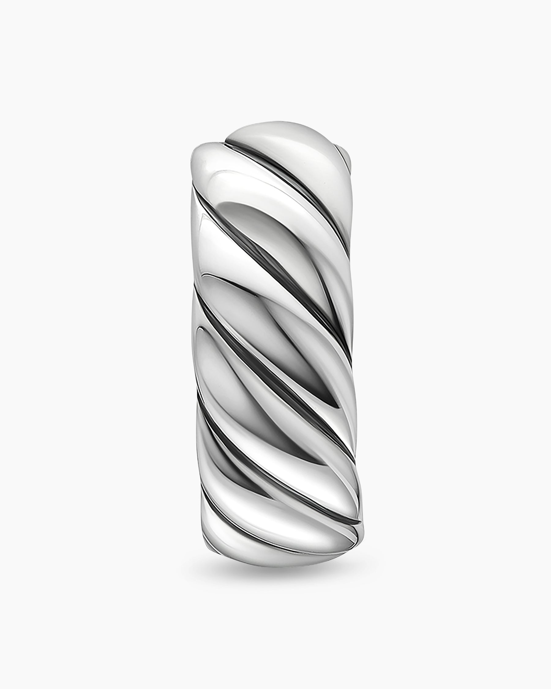 Sculpted Cable Hoop Earring in Sterling Silver, 12.8mm - Image 4