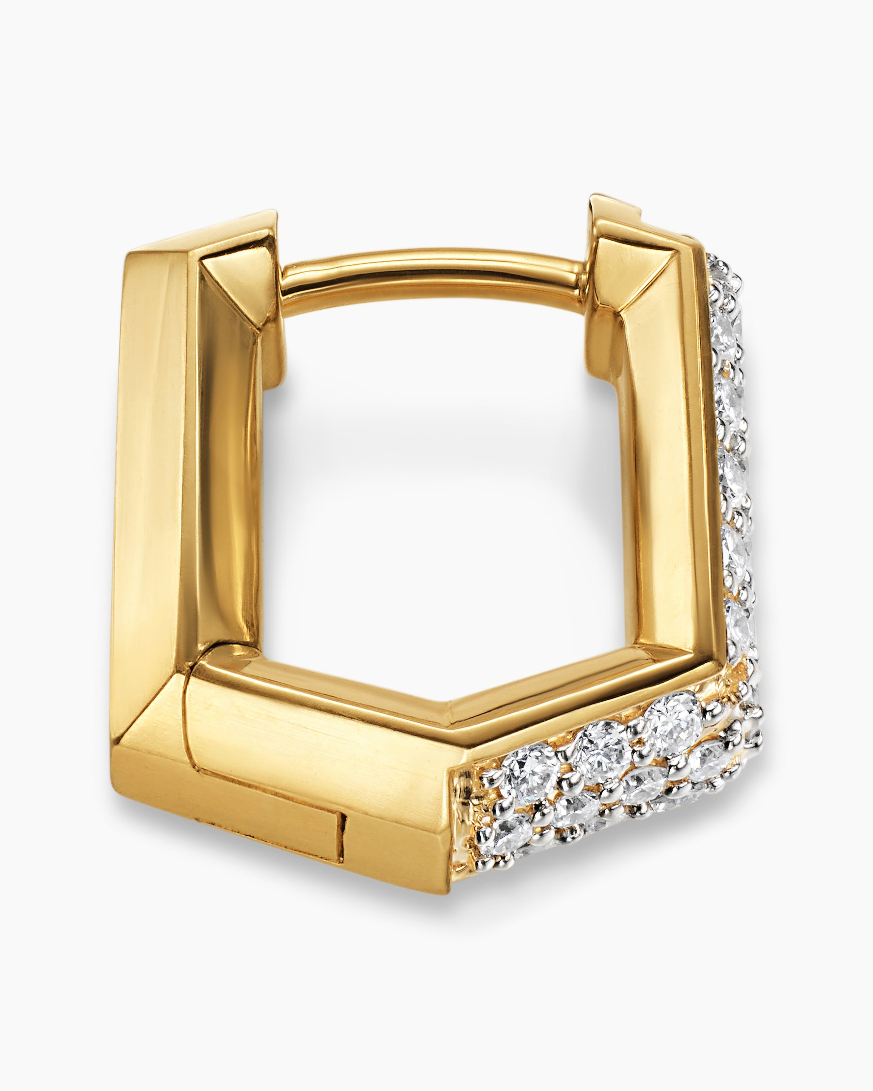 Streamline Hoop Earring in 18K Yellow Gold with Diamonds, 11.7mm - Image 3
