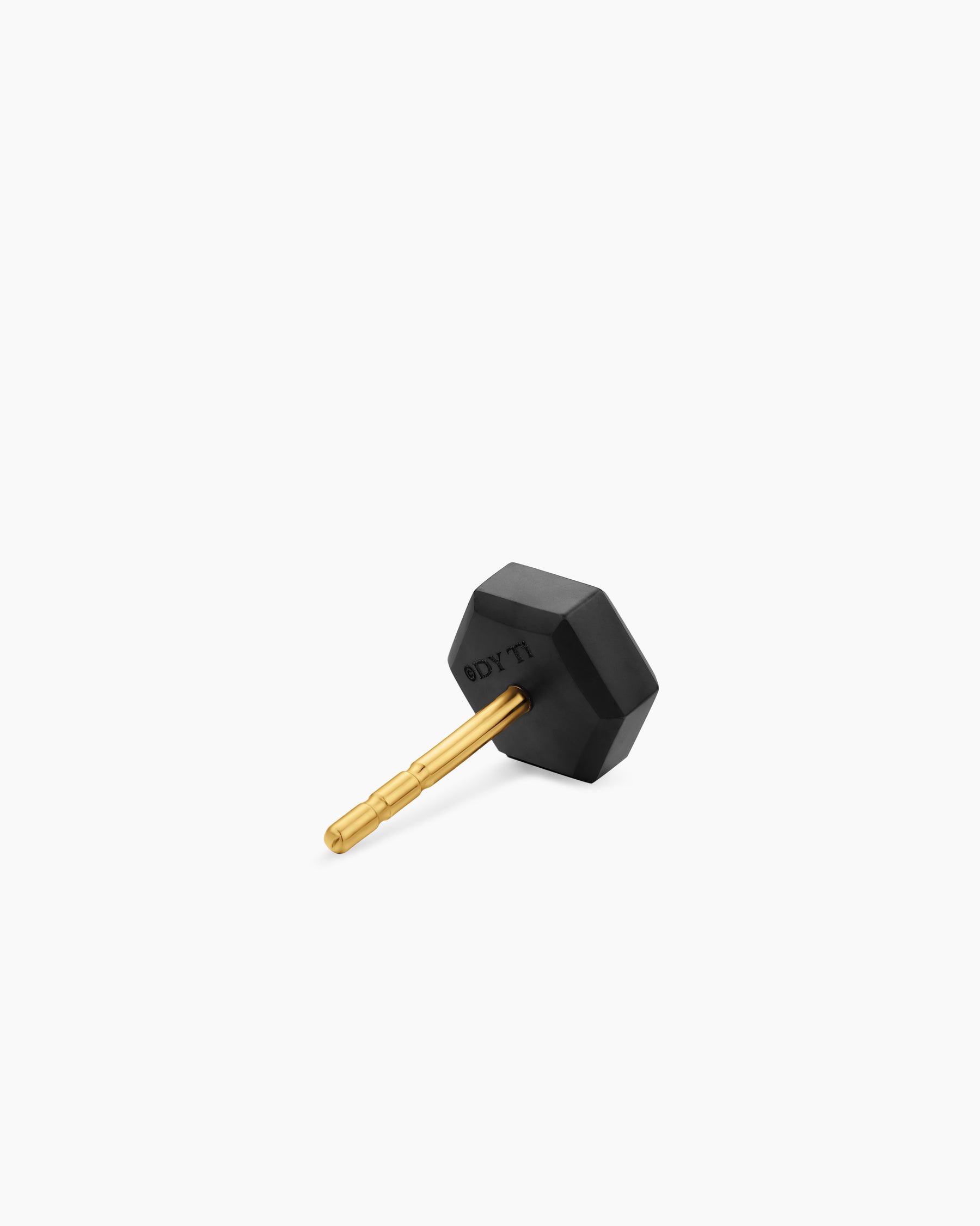 Alternative view of Faceted Hex Stud Earring in Black Titanium with Black Diamond, 8mm