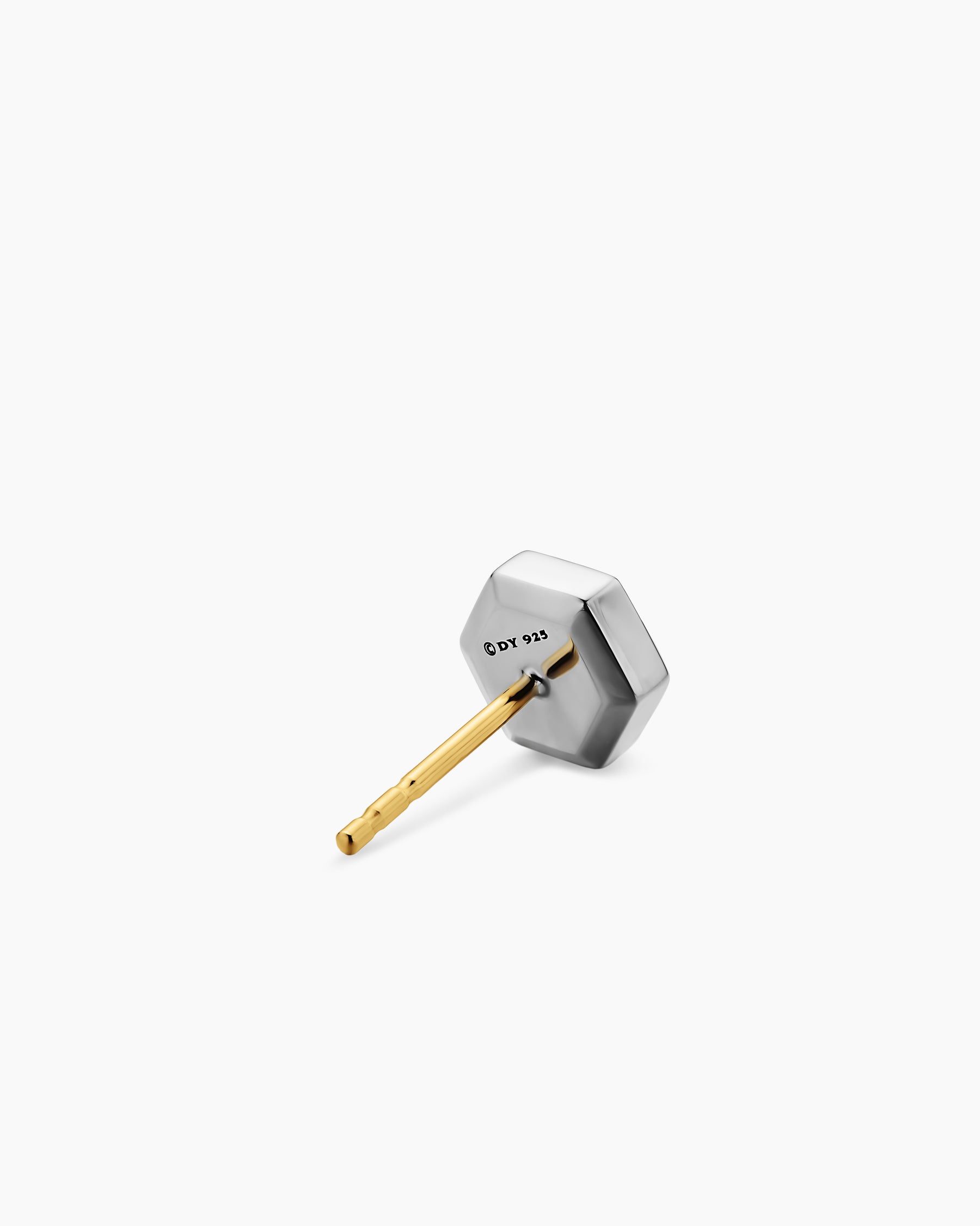 Alternative view of Faceted Hex Stud Earring in Sterling Silver with Diamond, 8mm