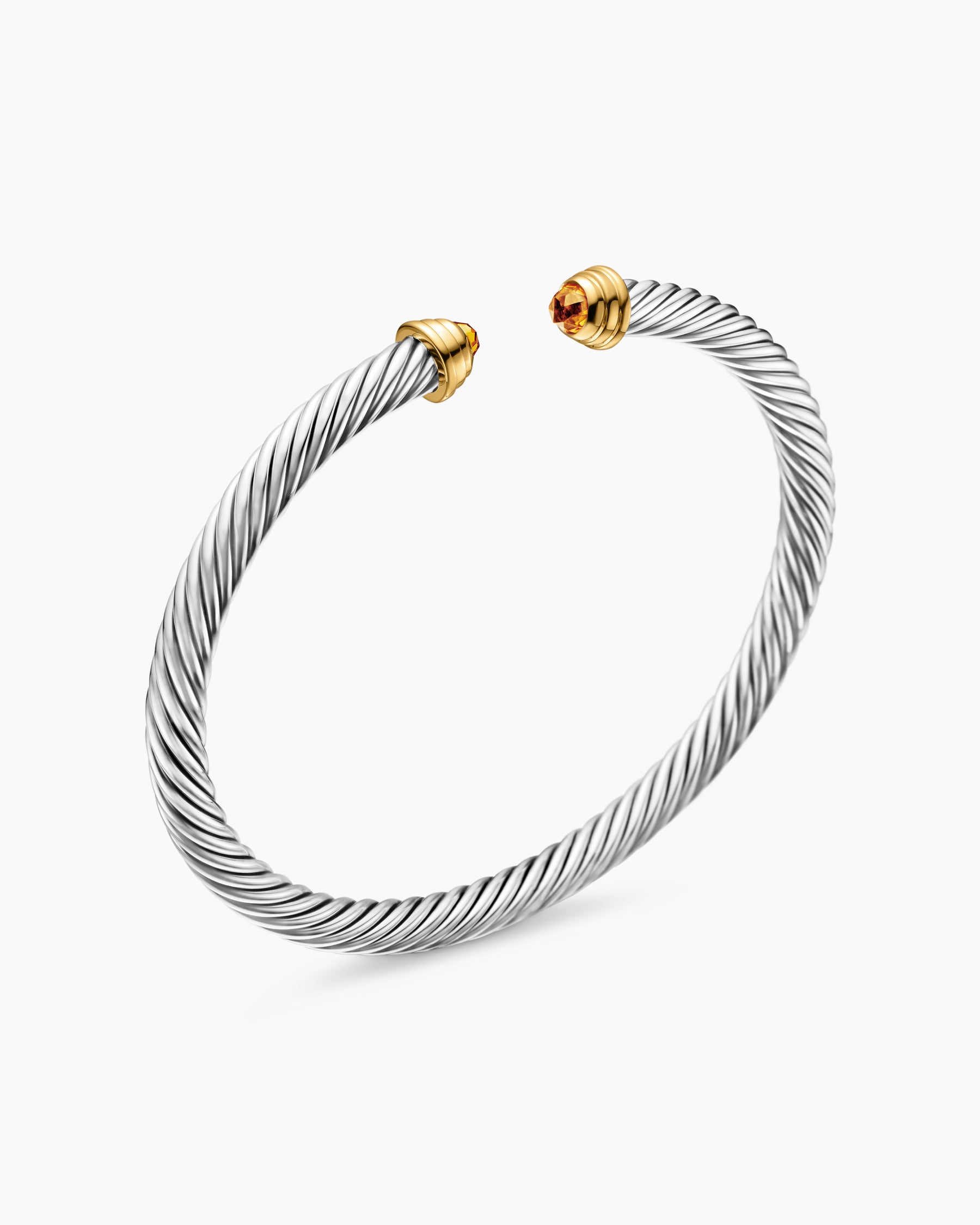 Alternative view of Cable Teen Bracelet in Sterling Silver with 14K Yellow Gold and Citrine, 4mm