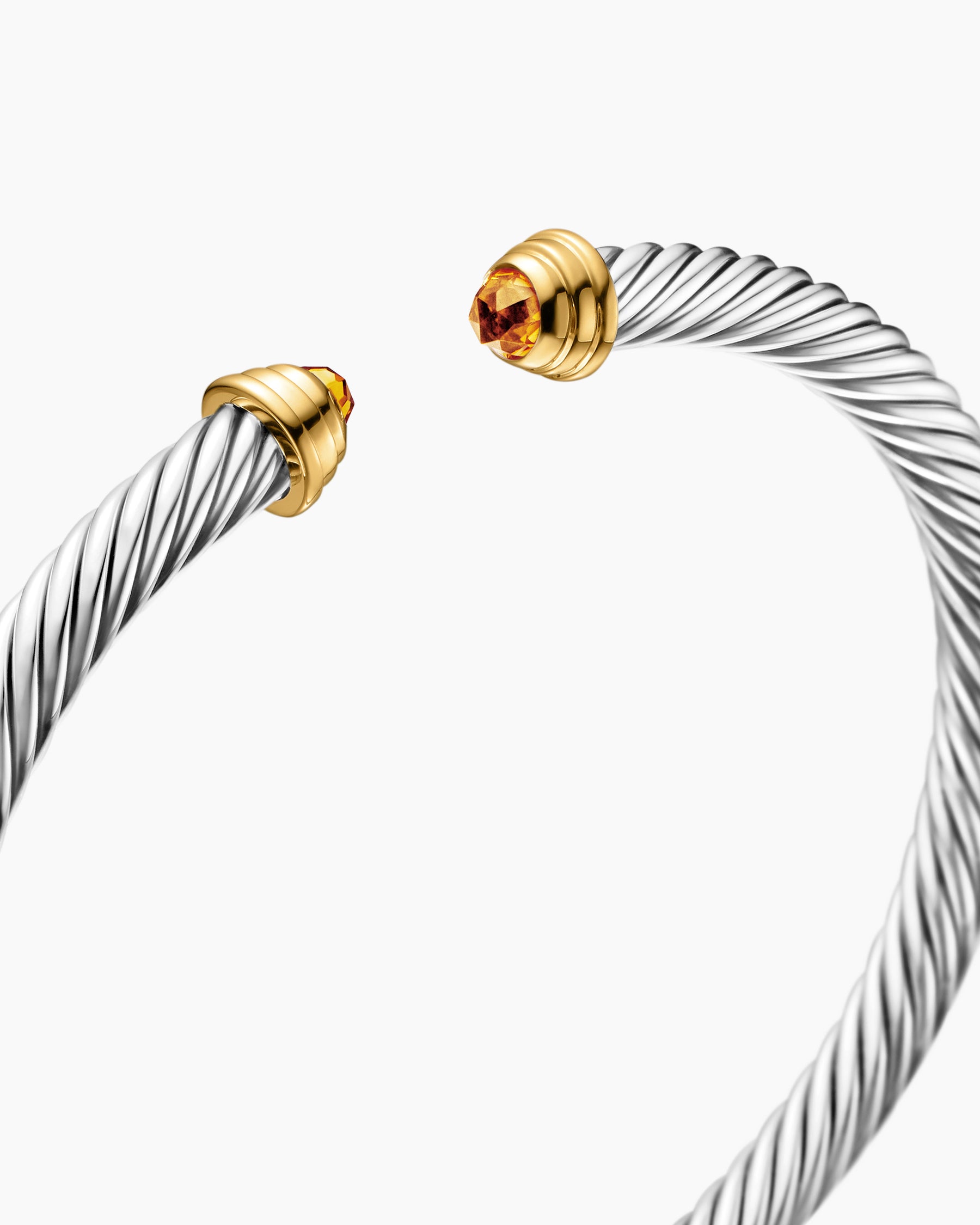 Cable Teen Bracelet in Sterling Silver with 14K Yellow Gold and Citrine, 4mm - Image 4