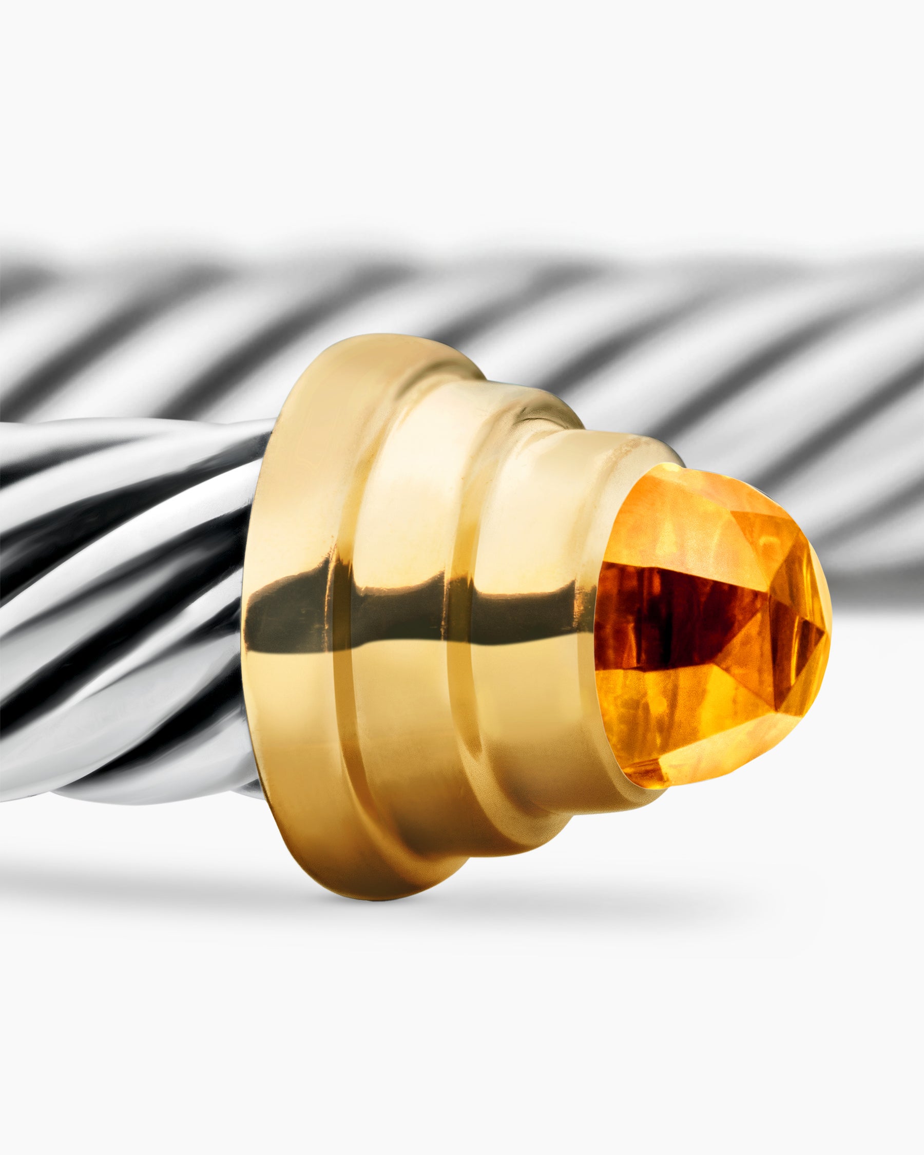Cable Teen Bracelet in Sterling Silver with 14K Yellow Gold and Citrine, 4mm - Image 5