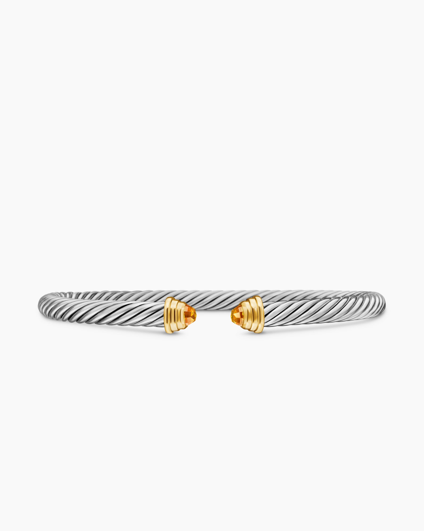 Cable Teen Bracelet in Sterling Silver with 14K Yellow Gold and Citrine, 4mm