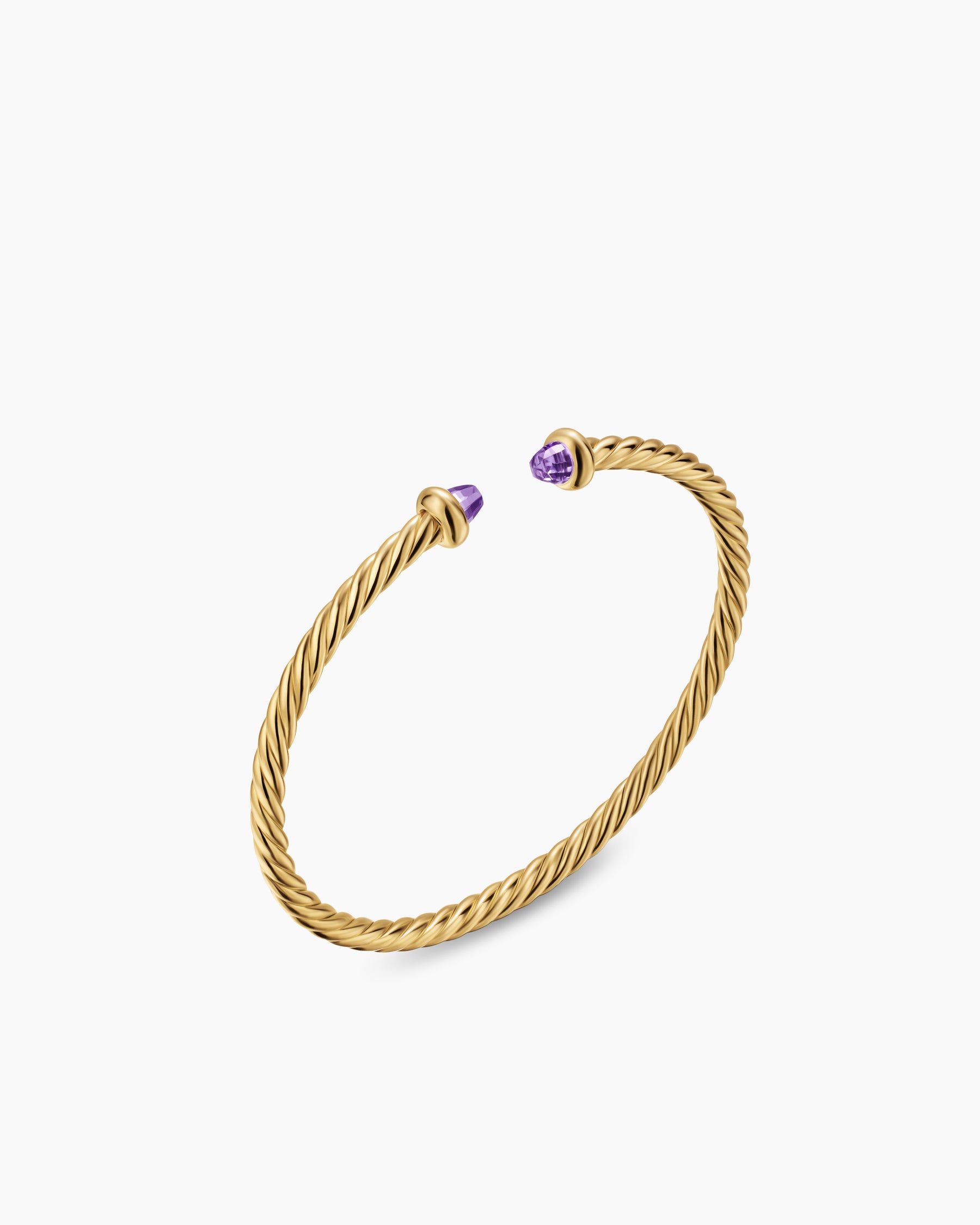 Alternative view of Micro Cablespira Flex Teen Bracelet in 18K Yellow Gold with Amethyst, 2.6mm