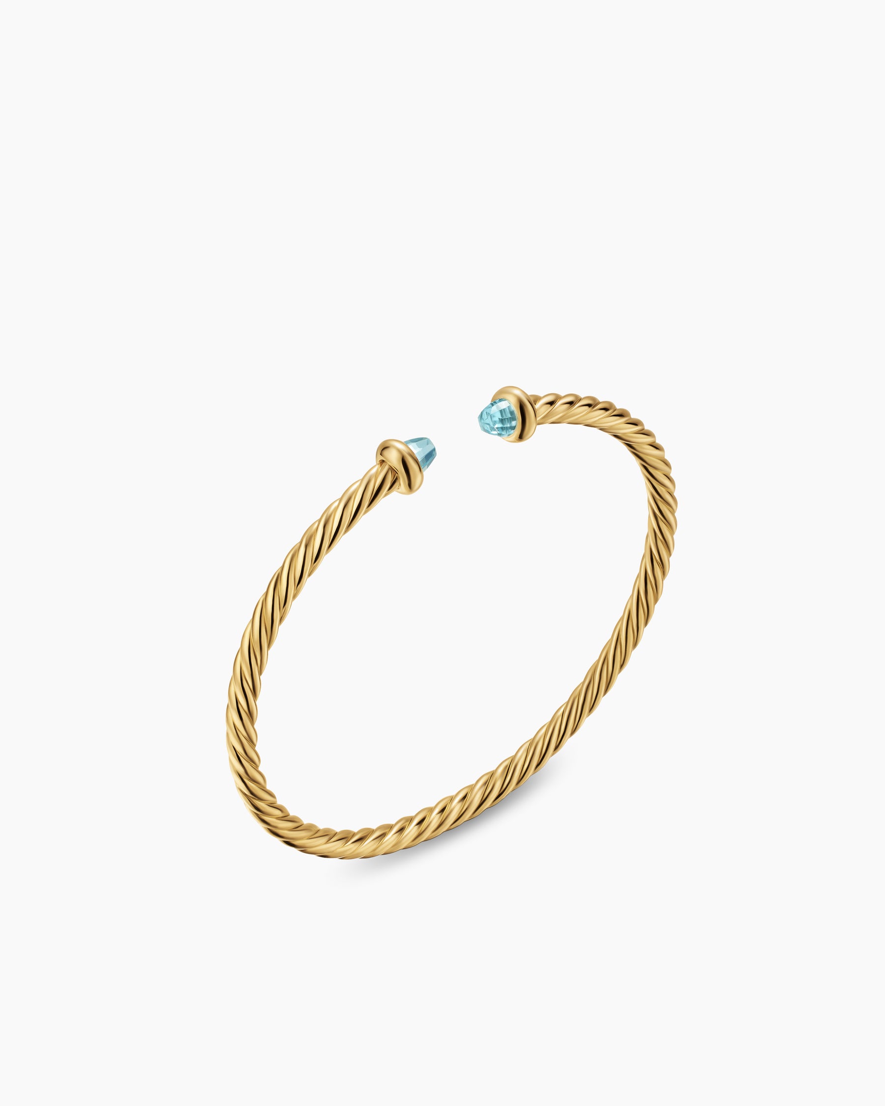 Alternative view of Micro Cablespira Flex Teen Bracelet in 18K Yellow Gold with Aquamarine, 2.6mm