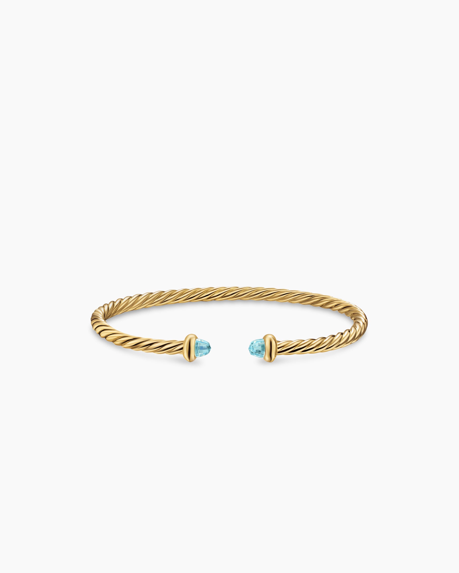 Micro Cablespira Flex Teen Bracelet in 18K Yellow Gold with Aquamarine, 2.6mm - Image 3