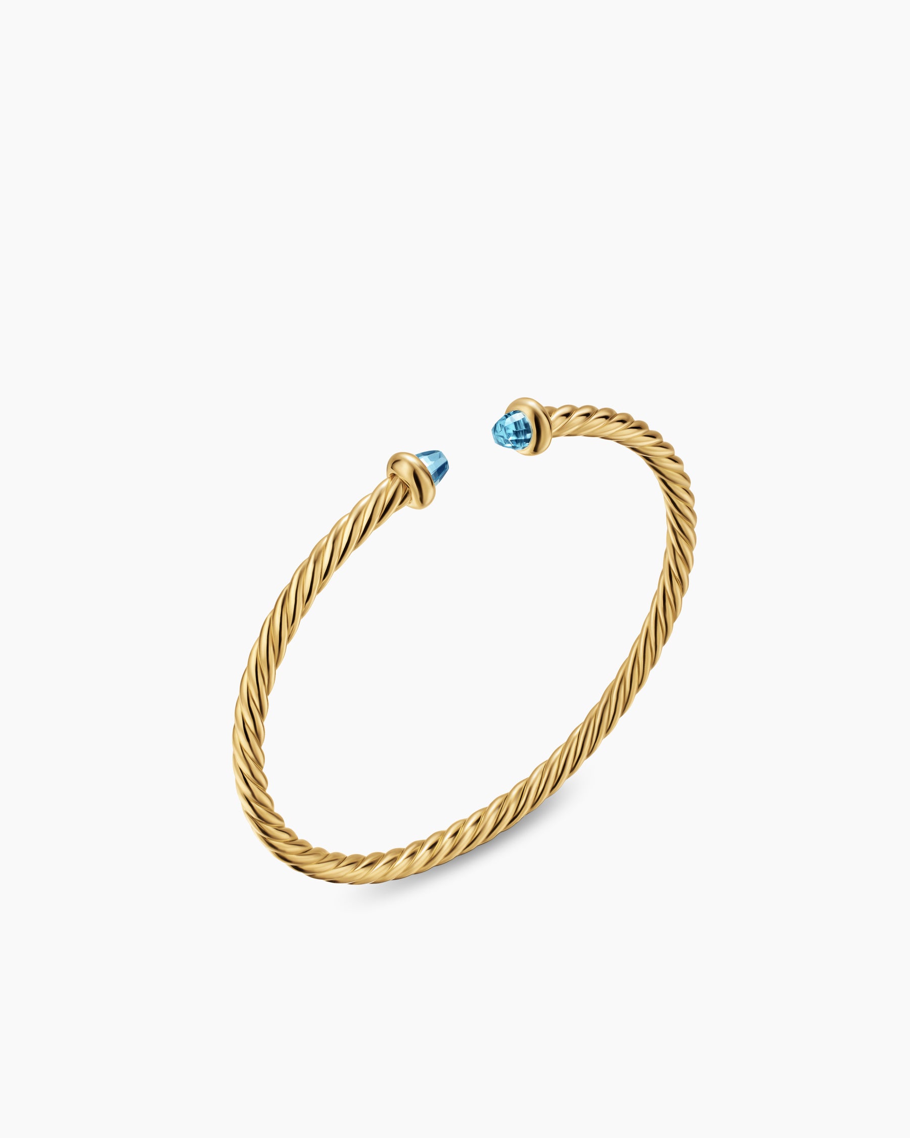 Alternative view of Micro Cablespira Flex Teen Bracelet in 18K Yellow Gold with Blue Topaz, 2.6mm