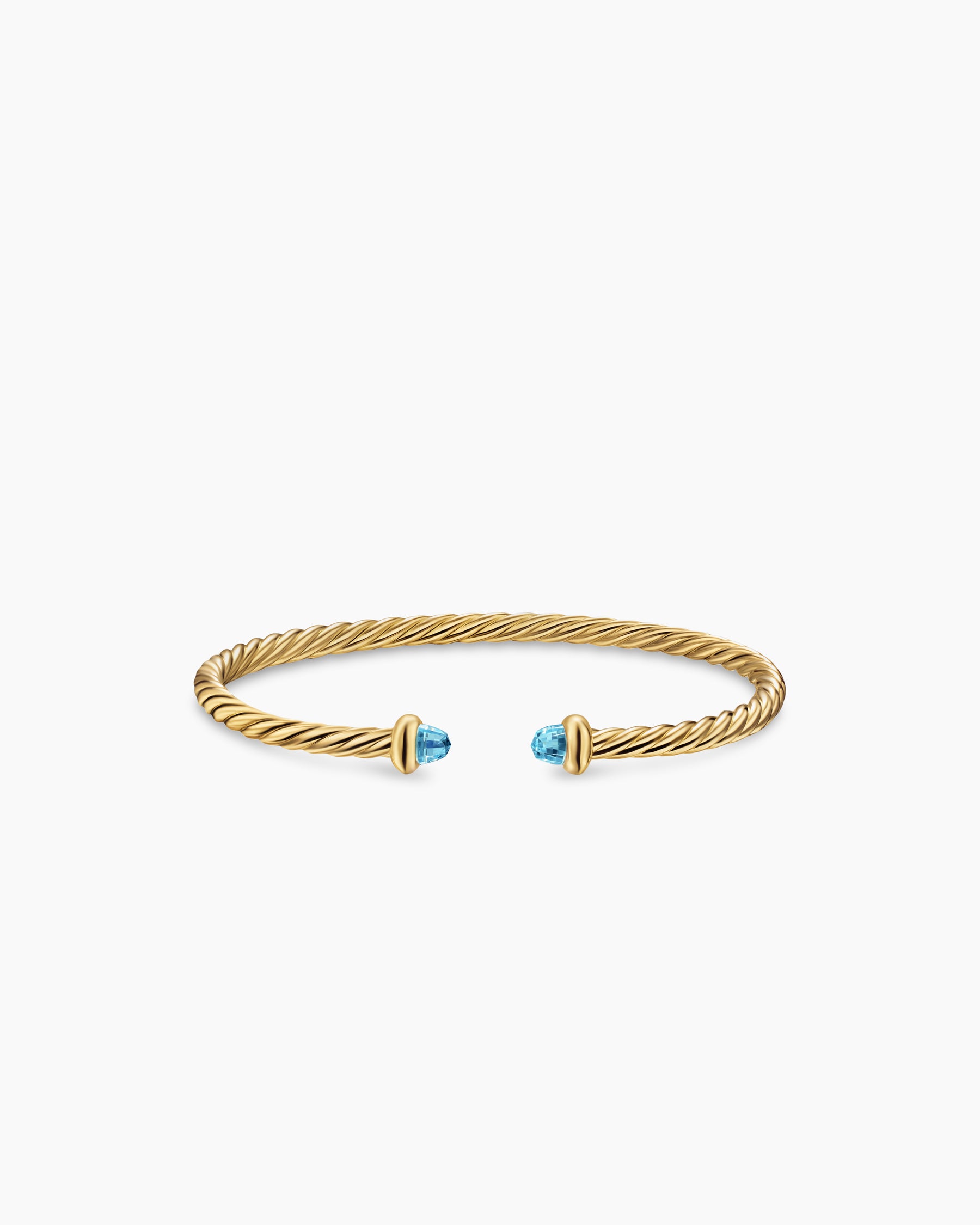 Micro Cablespira Flex Teen Bracelet in 18K Yellow Gold with Blue Topaz, 2.6mm - Image 3