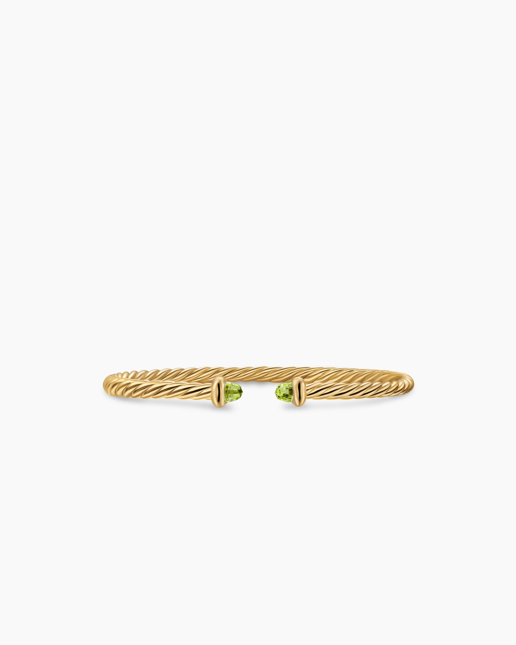 Micro Cablespira Flex Teen Bracelet in 18K Yellow Gold with Peridot, 2.6mm