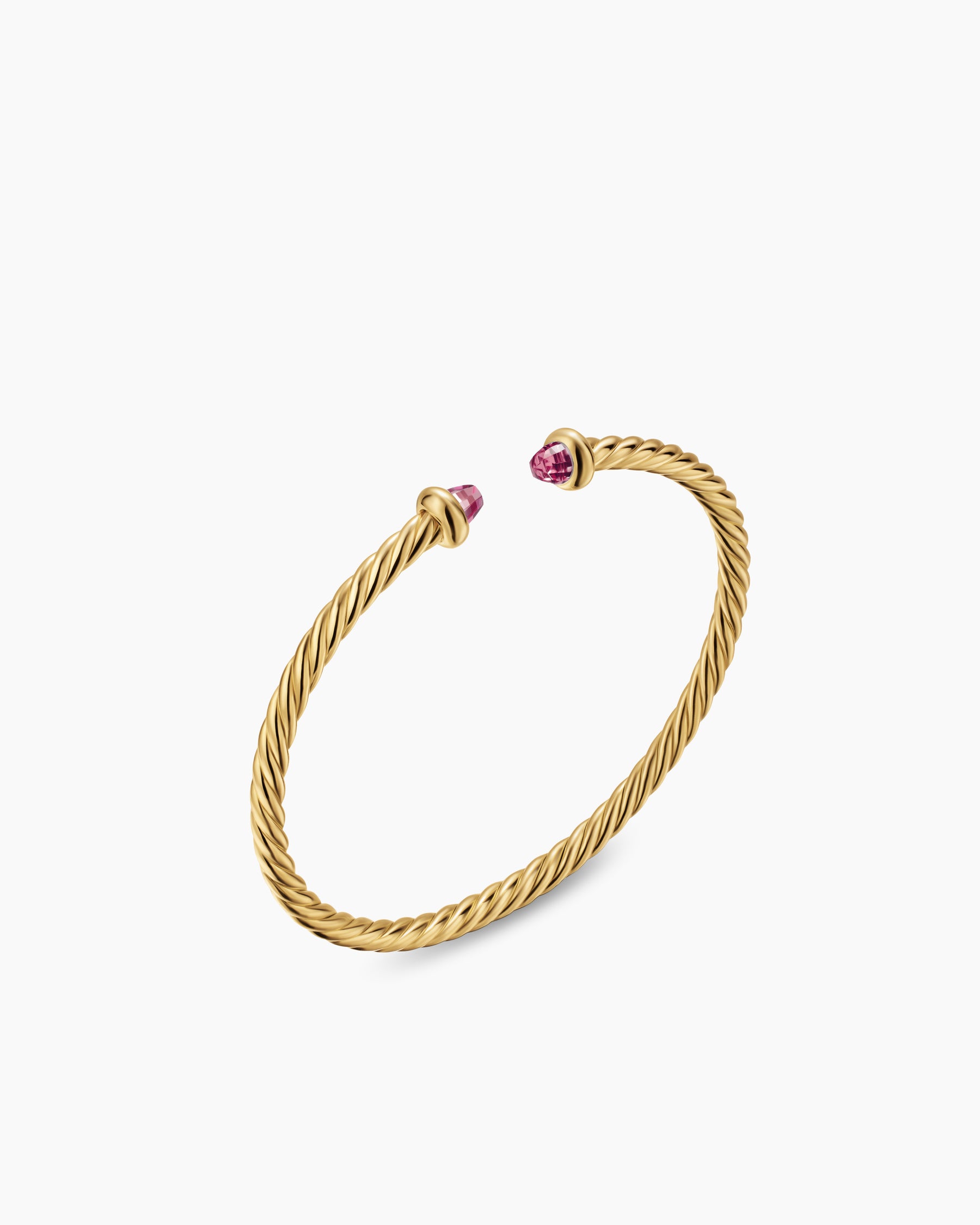 Alternative view of Micro Cablespira Flex Teen Bracelet in 18K Yellow Gold with Pink Tourmalines, 2.6mm