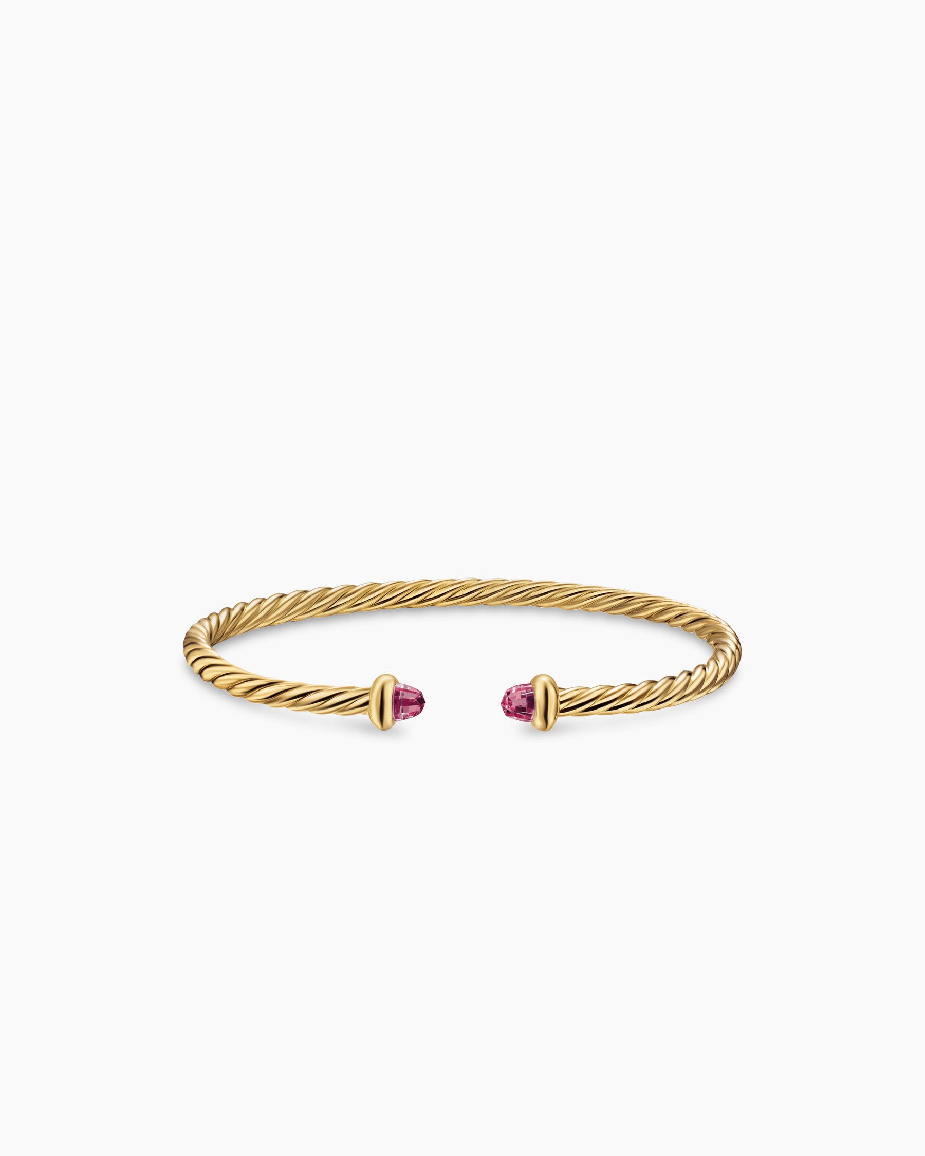 Micro Cablespira Flex Teen Bracelet in 18K Yellow Gold with Pink Tourmalines, 2.6mm - Image 3