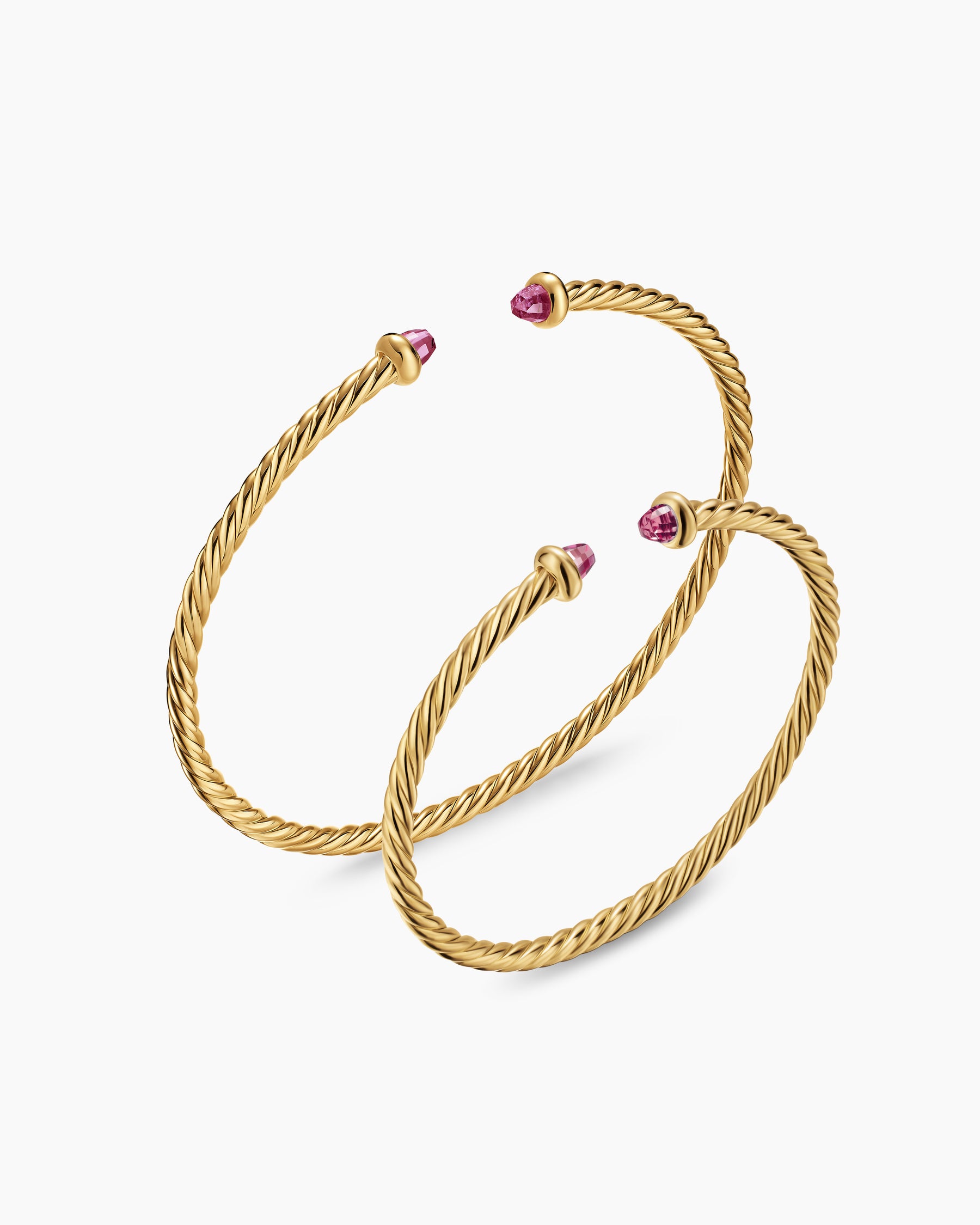 Micro Cablespira Flex Teen Bracelet in 18K Yellow Gold with Pink Tourmalines, 2.6mm - Image 4