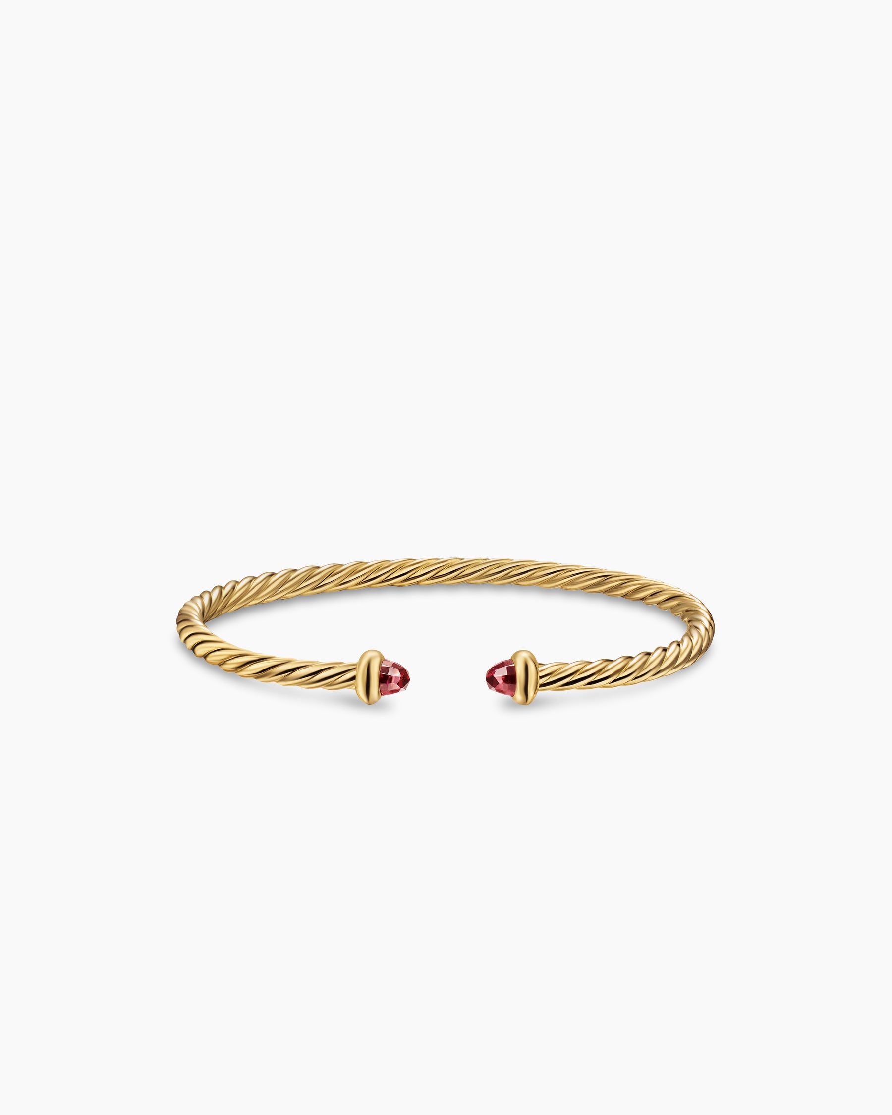 Micro Cablespira Flex Teen Bracelet in 18K Yellow Gold with Rhodolite Garnets, 2.6mm - Image 3