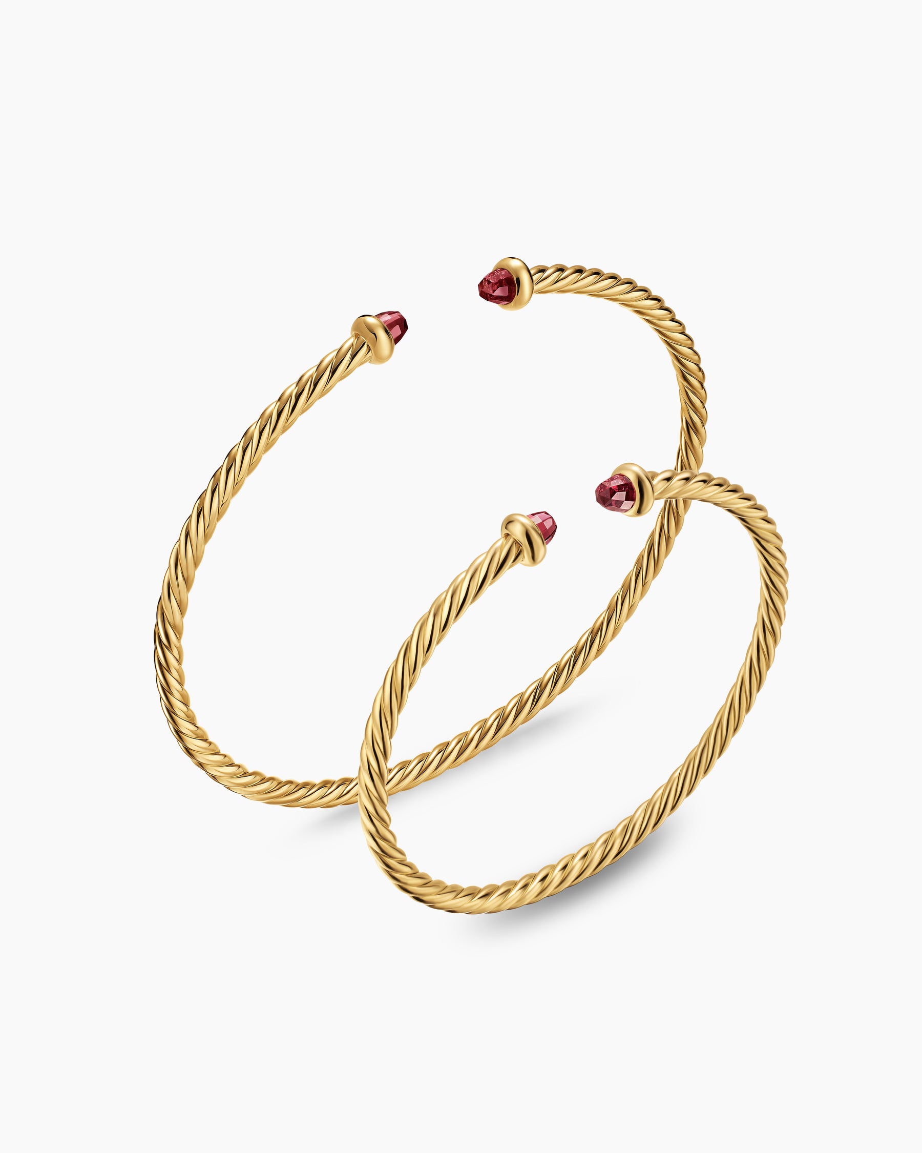 Micro Cablespira Flex Teen Bracelet in 18K Yellow Gold with Rhodolite Garnets, 2.6mm - Image 4
