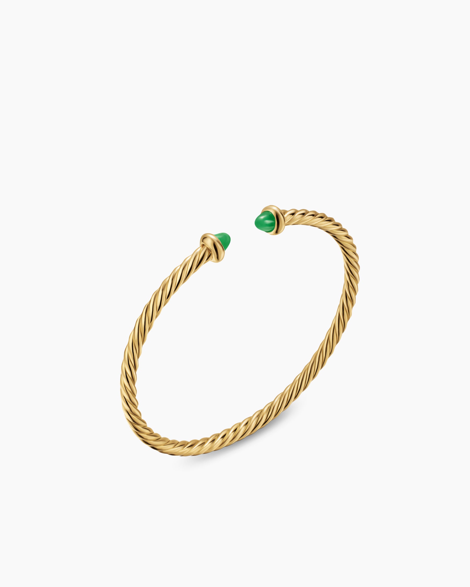 Alternative view of Micro Cablespira Flex Teen Bracelet in 18K Yellow Gold with Emeralds, 2.6mm