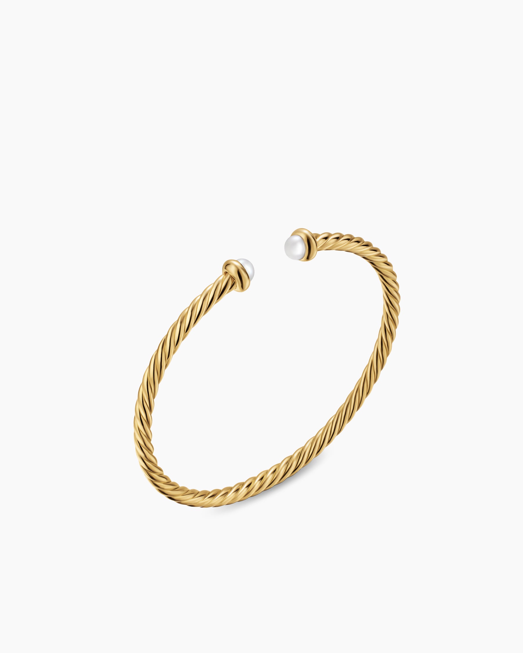 Alternative view of Micro Cablespira Flex Teen Bracelet in 18K Yellow Gold with Pearls, 2.6mm