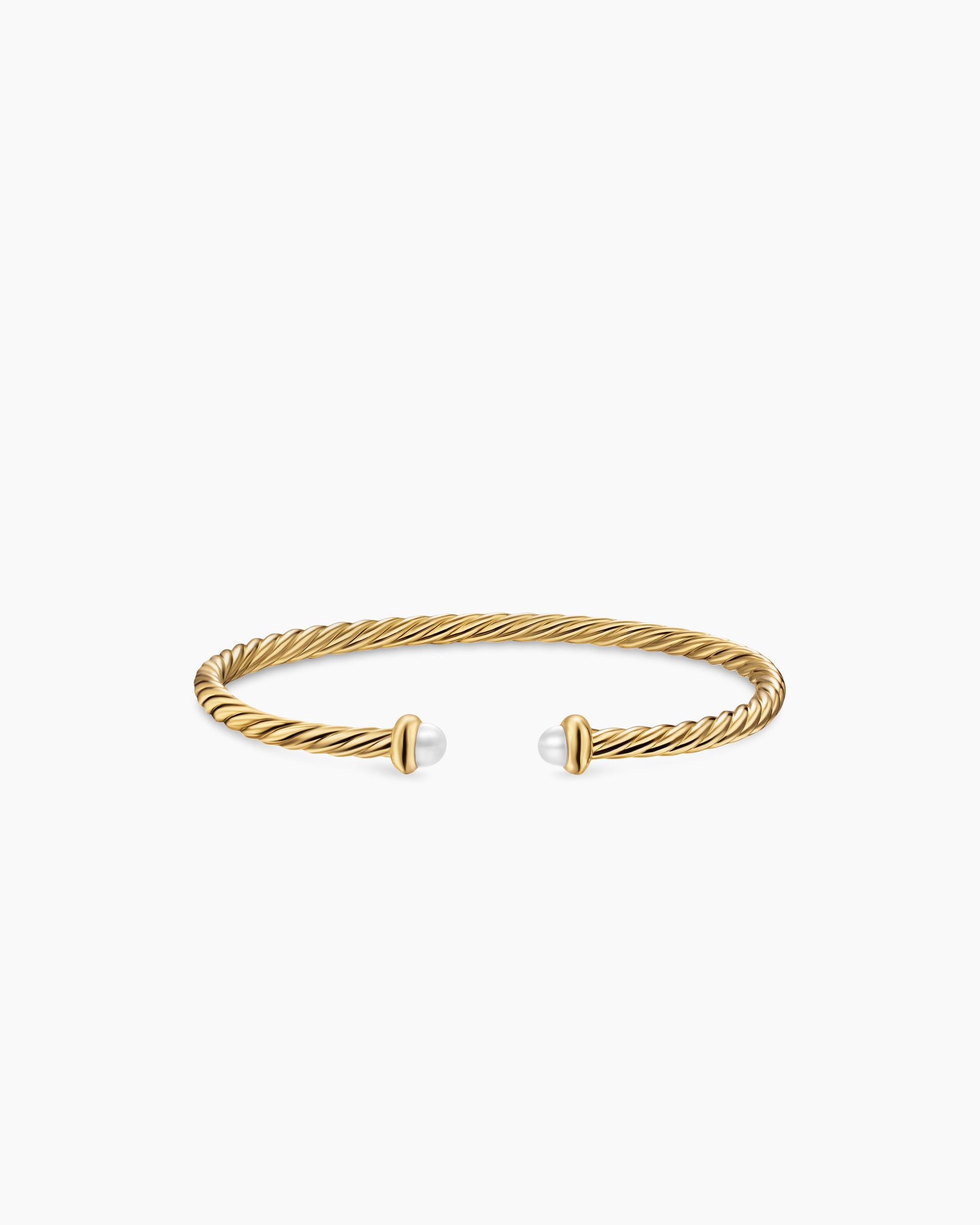 Micro Cablespira Flex Teen Bracelet in 18K Yellow Gold with Pearls, 2.6mm - Image 3