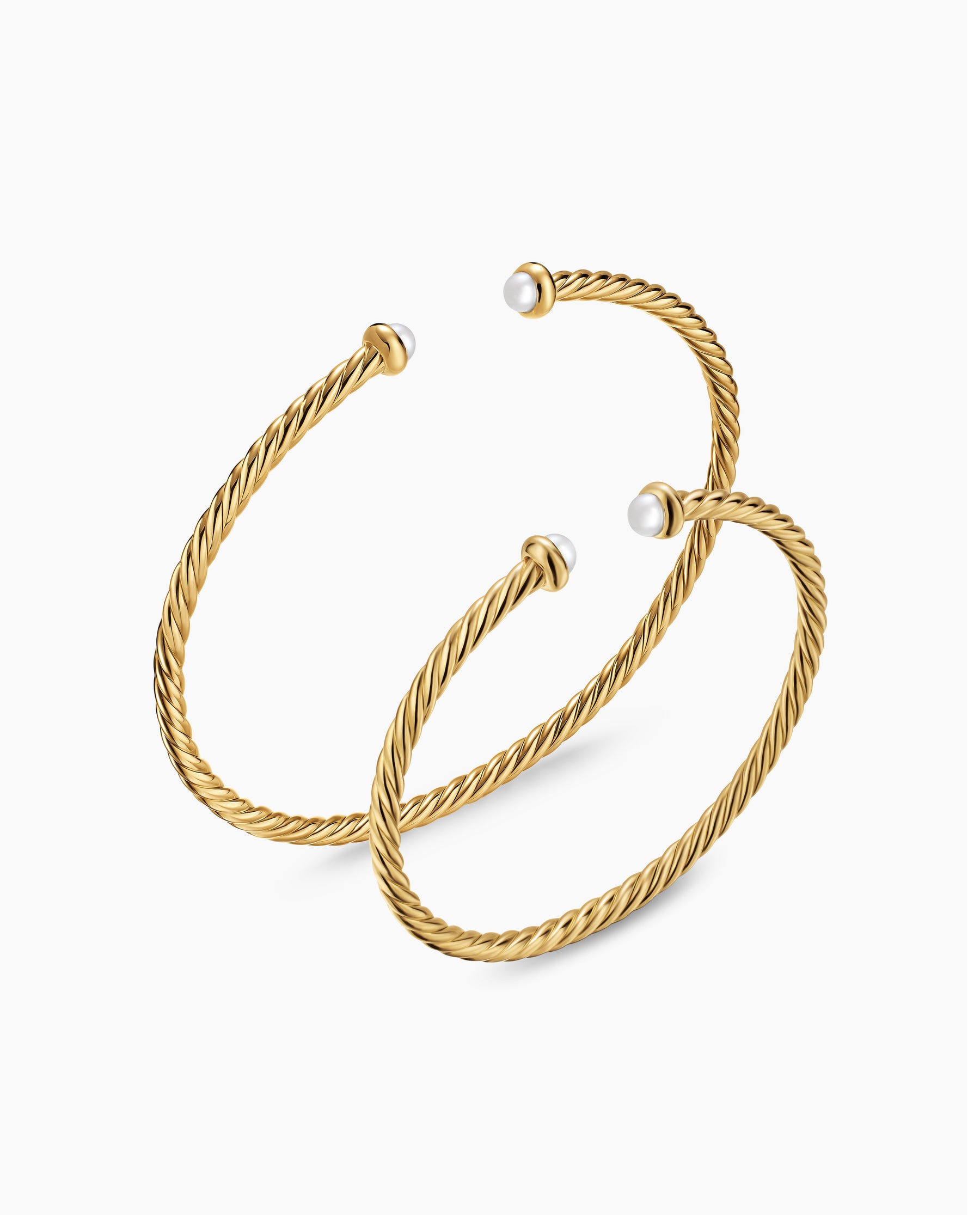 Micro Cablespira Flex Teen Bracelet in 18K Yellow Gold with Pearls, 2.6mm - Image 4