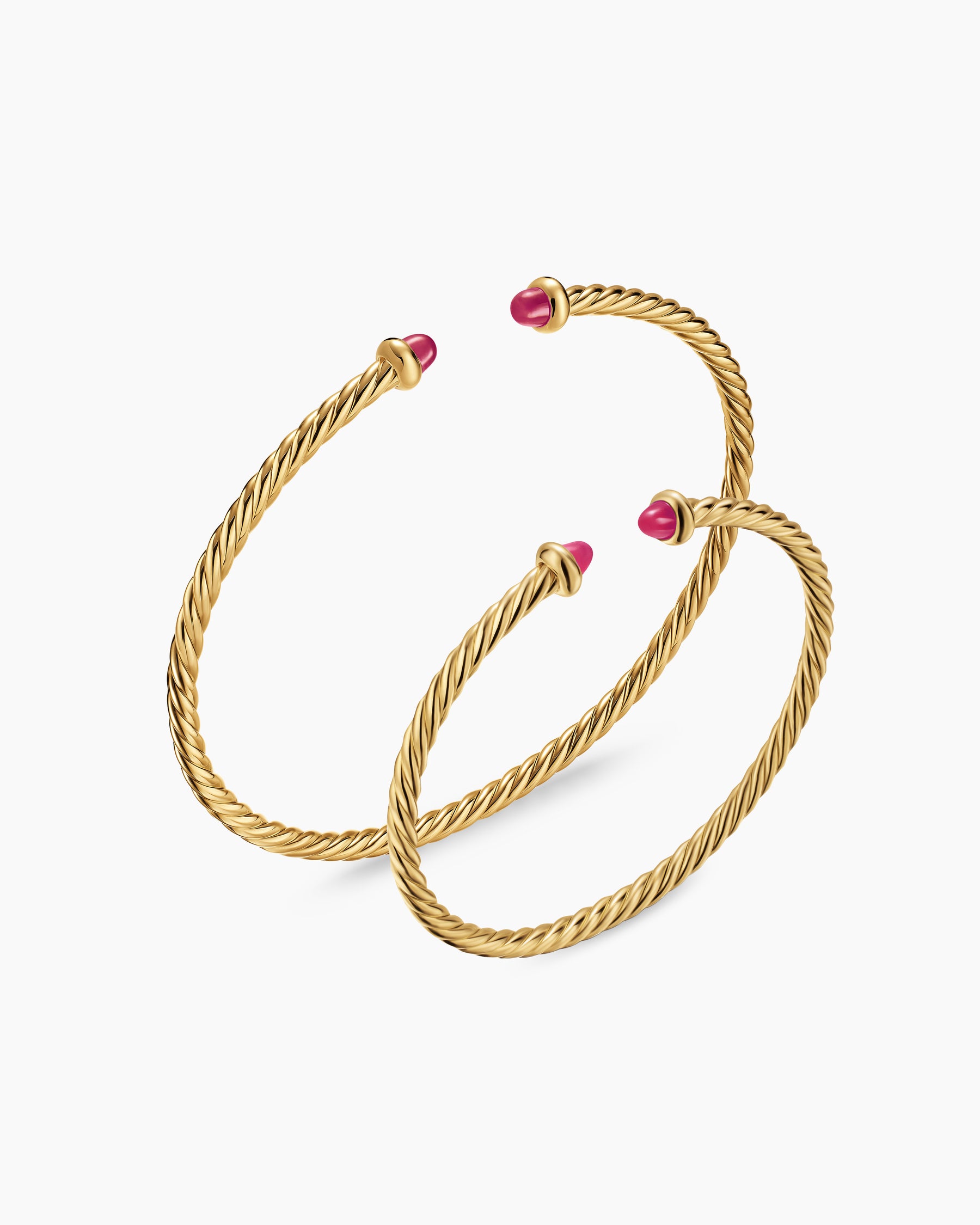 Micro Cablespira Flex Teen Bracelet in 18K Yellow Gold with Rubies, 2.6mm - Image 4