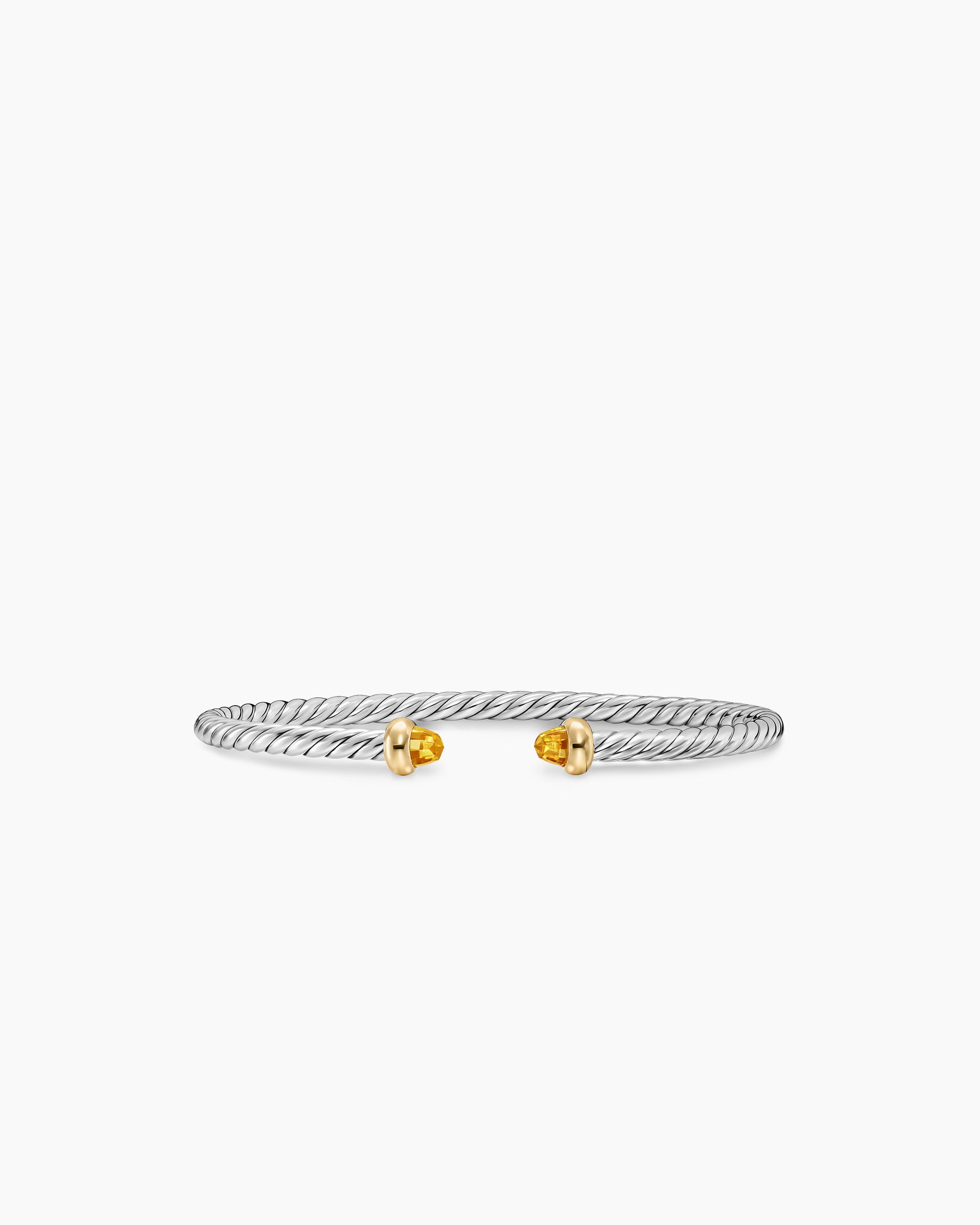 Micro Cable Flex Teen Bracelet in Sterling Silver with 14K Yellow Gold and Citrine, 2.6mm