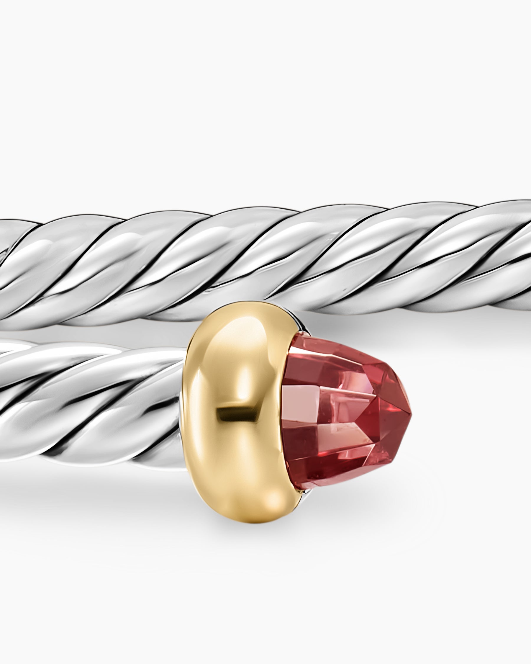 Micro Cable Flex Teen Bracelet in Sterling Silver with 14K Yellow Gold and Rhodolite Garnets, 2.6mm - Image 5
