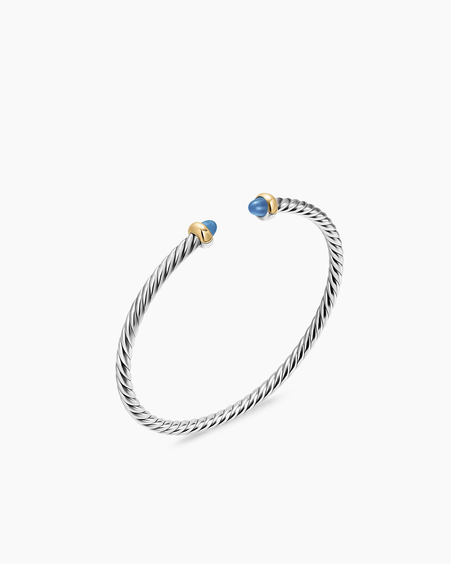 Alternative view of Micro Cable Flex Teen Bracelet in Sterling Silver with 14K Yellow Gold and Blue Sapphires, 2.6mm