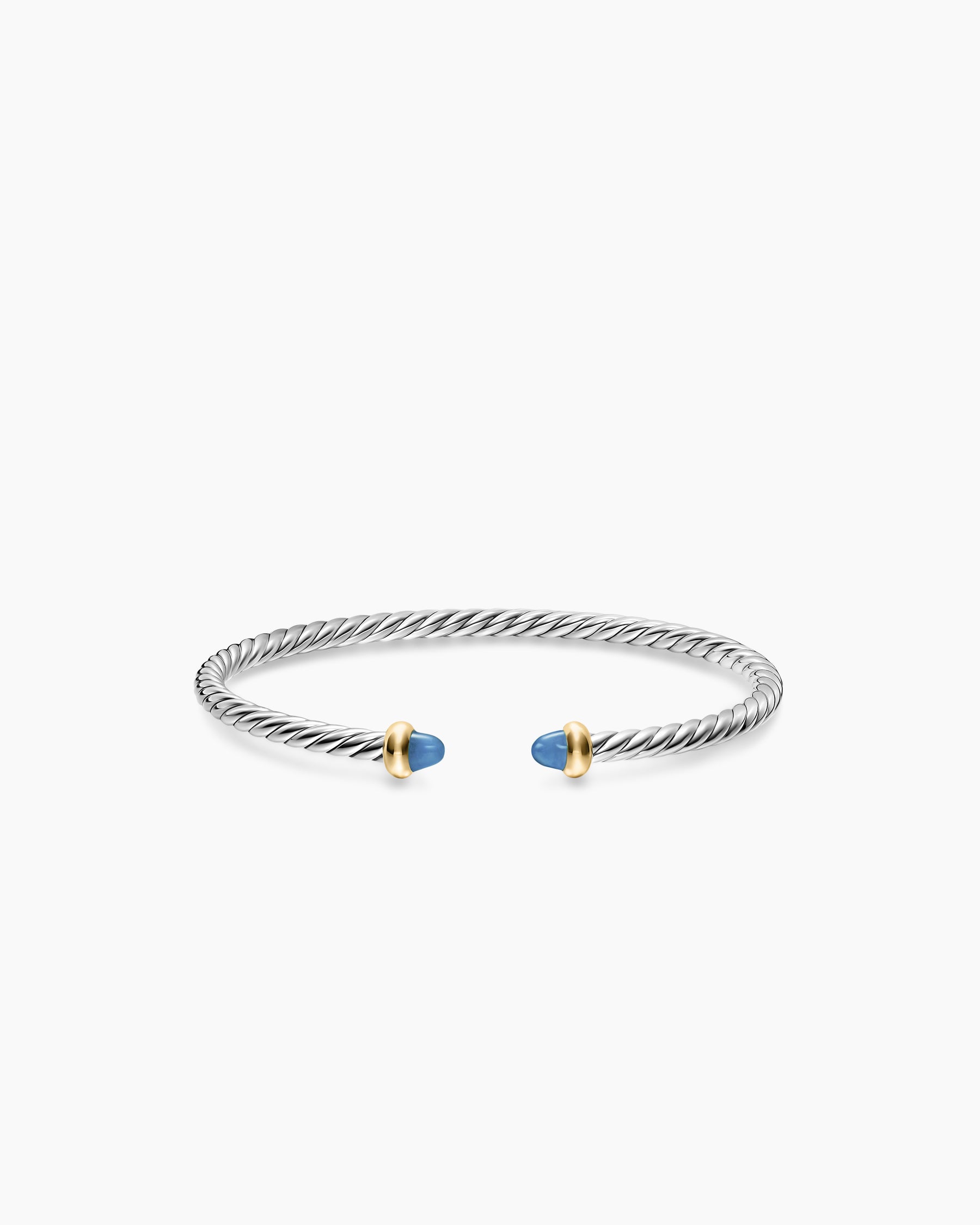 Micro Cable Flex Teen Bracelet in Sterling Silver with 14K Yellow Gold and Blue Sapphires, 2.6mm - Image 3