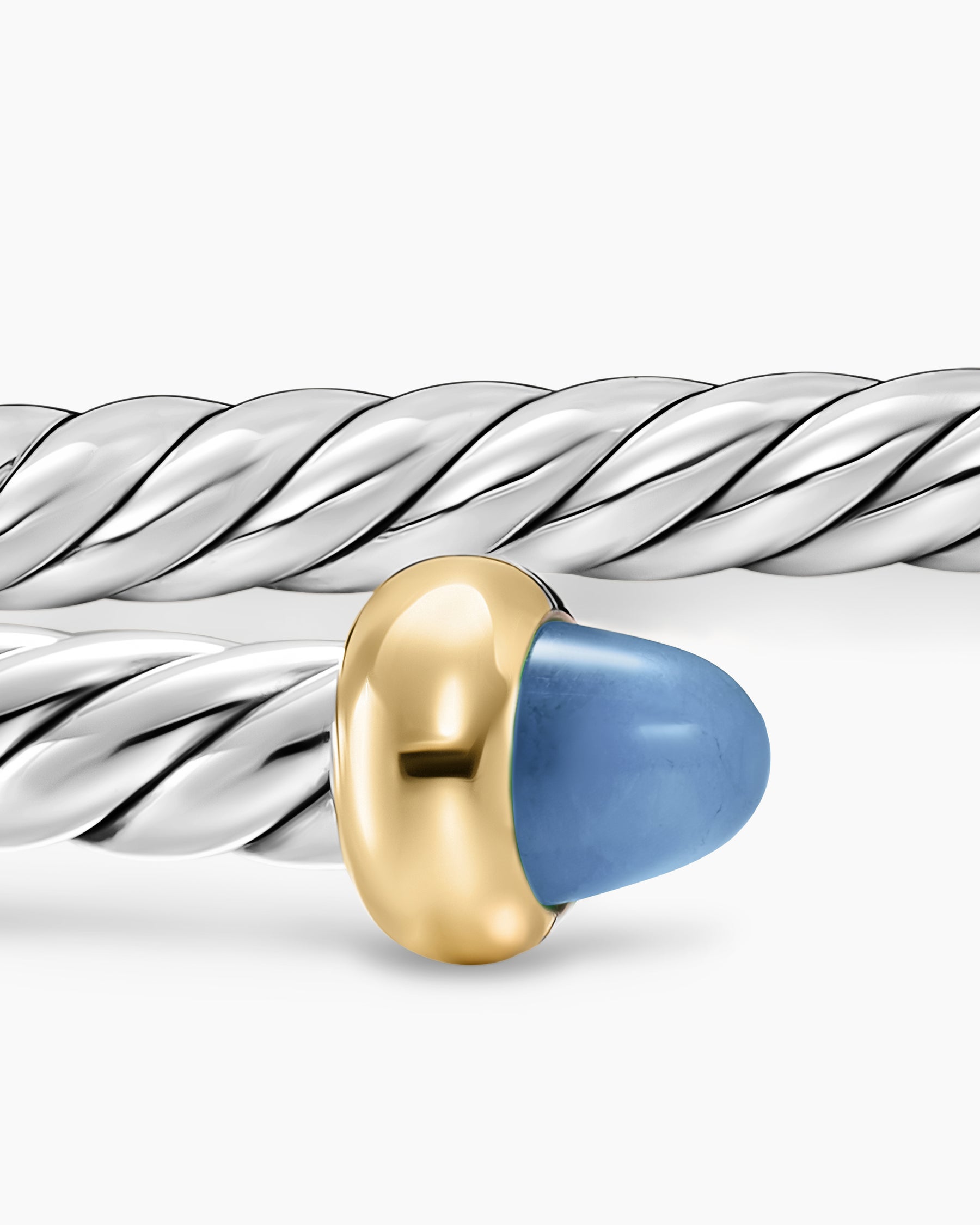 Micro Cable Flex Teen Bracelet in Sterling Silver with 14K Yellow Gold and Blue Sapphires, 2.6mm - Image 5