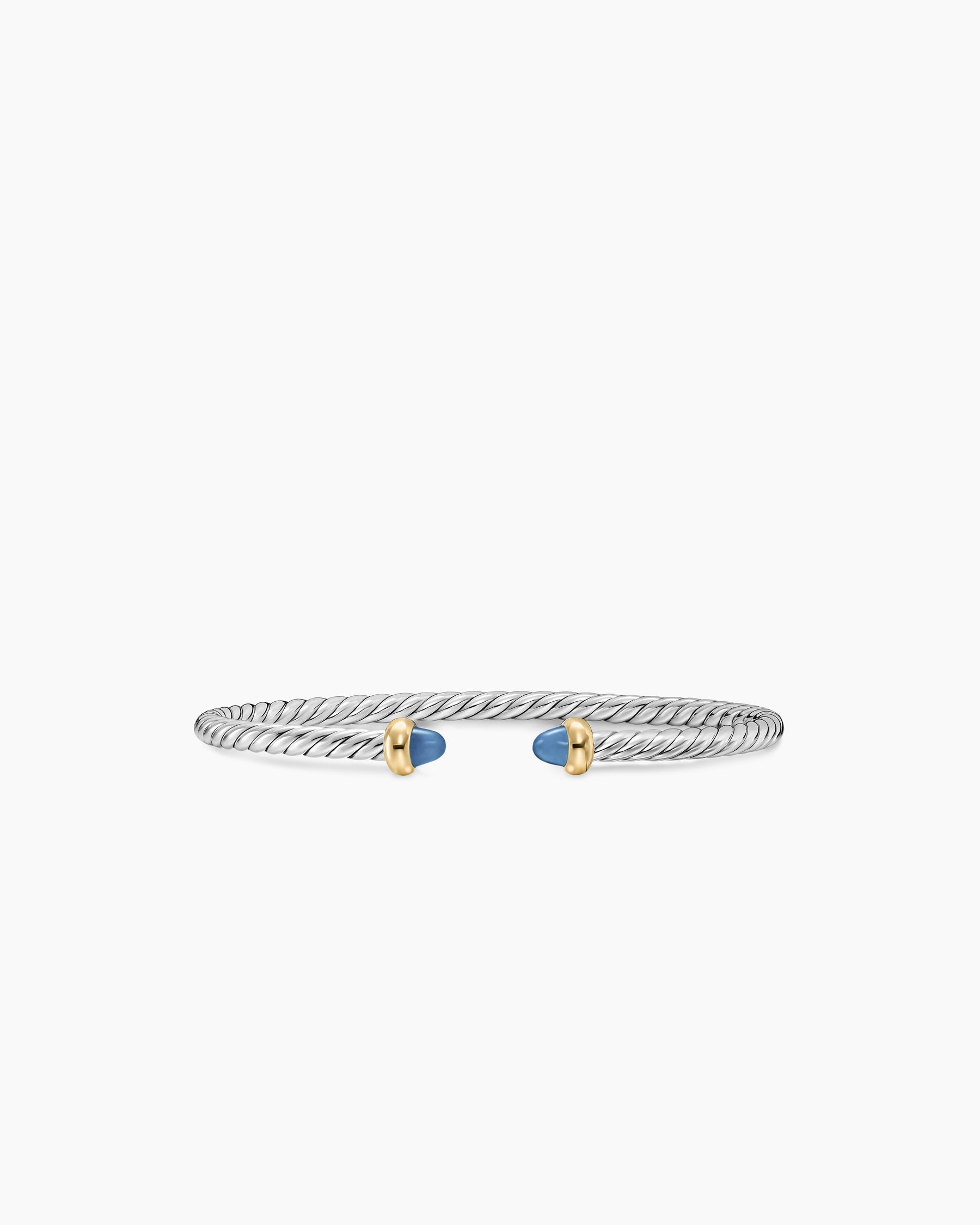 Micro Cable Flex Teen Bracelet in Sterling Silver with 14K Yellow Gold and Blue Sapphires, 2.6mm