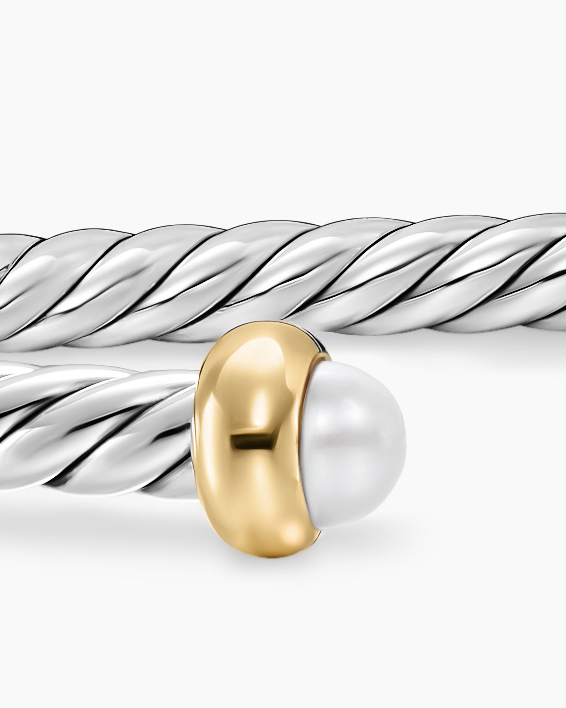 Micro Cable Flex Teen Bracelet in Sterling Silver with 14K Yellow Gold and Pearls, 2.6mm - Image 5