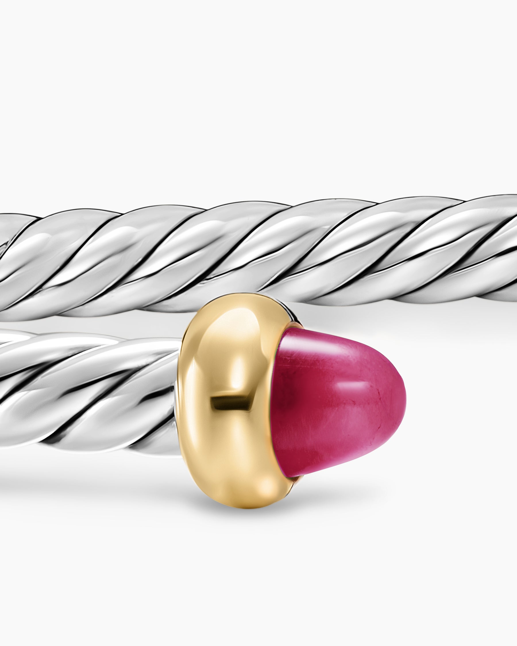 Micro Cable Flex Teen Bracelet in Sterling Silver with 14K Yellow Gold and Rubies, 2.6mm - Image 5