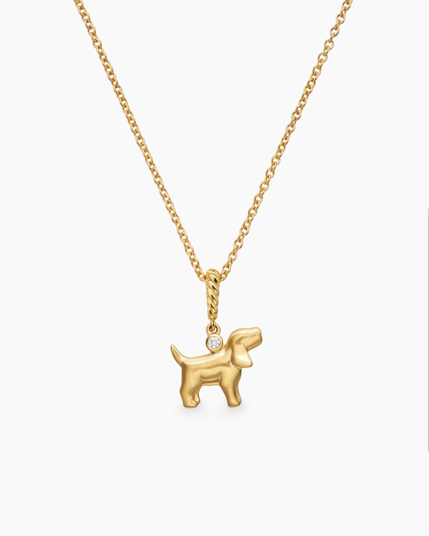 Cable Collectibles Teen Dog Necklace in 18K Yellow Gold with Diamond