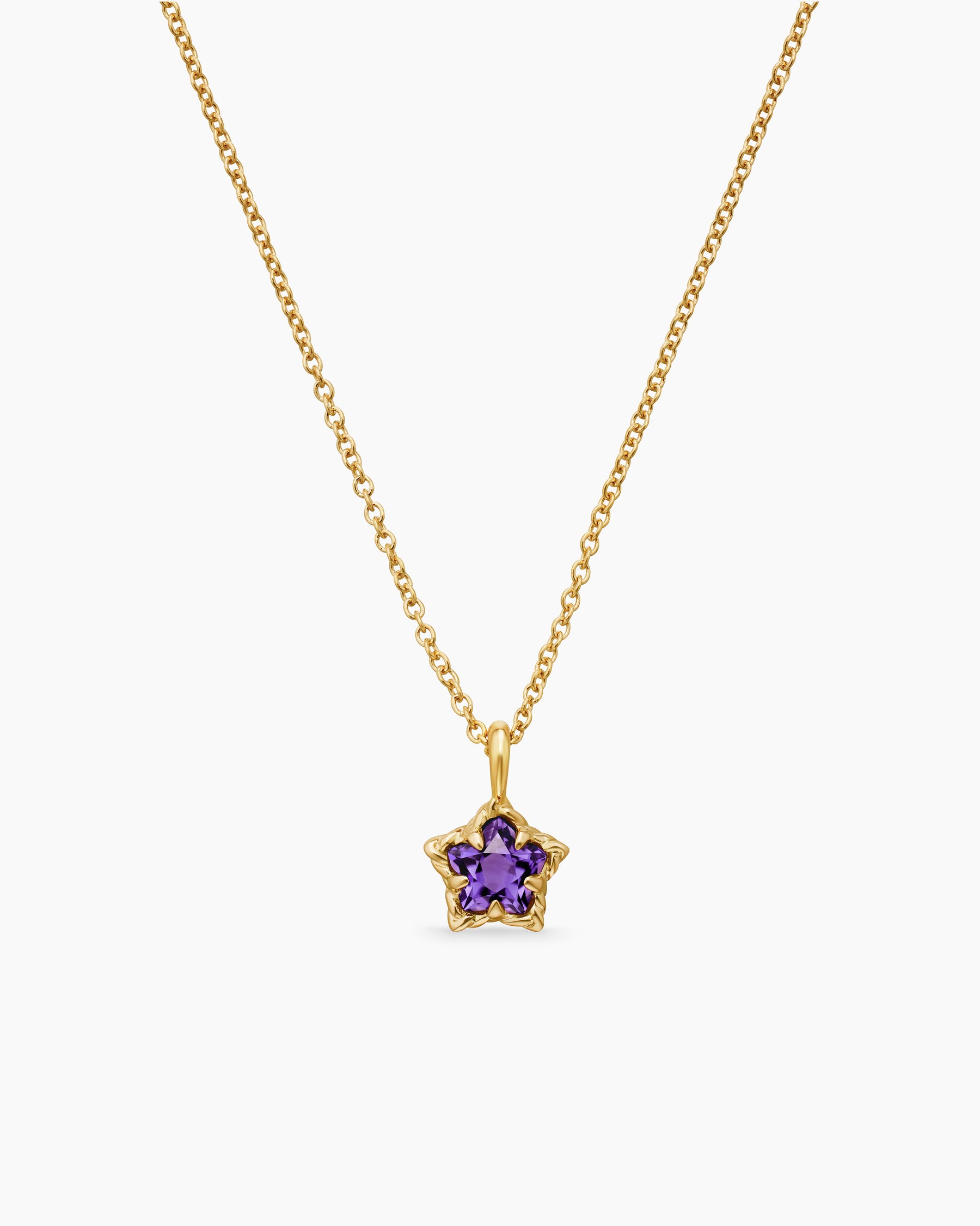 Cable Collectibles Teen Star Necklace in 18K Yellow Gold with Amethyst