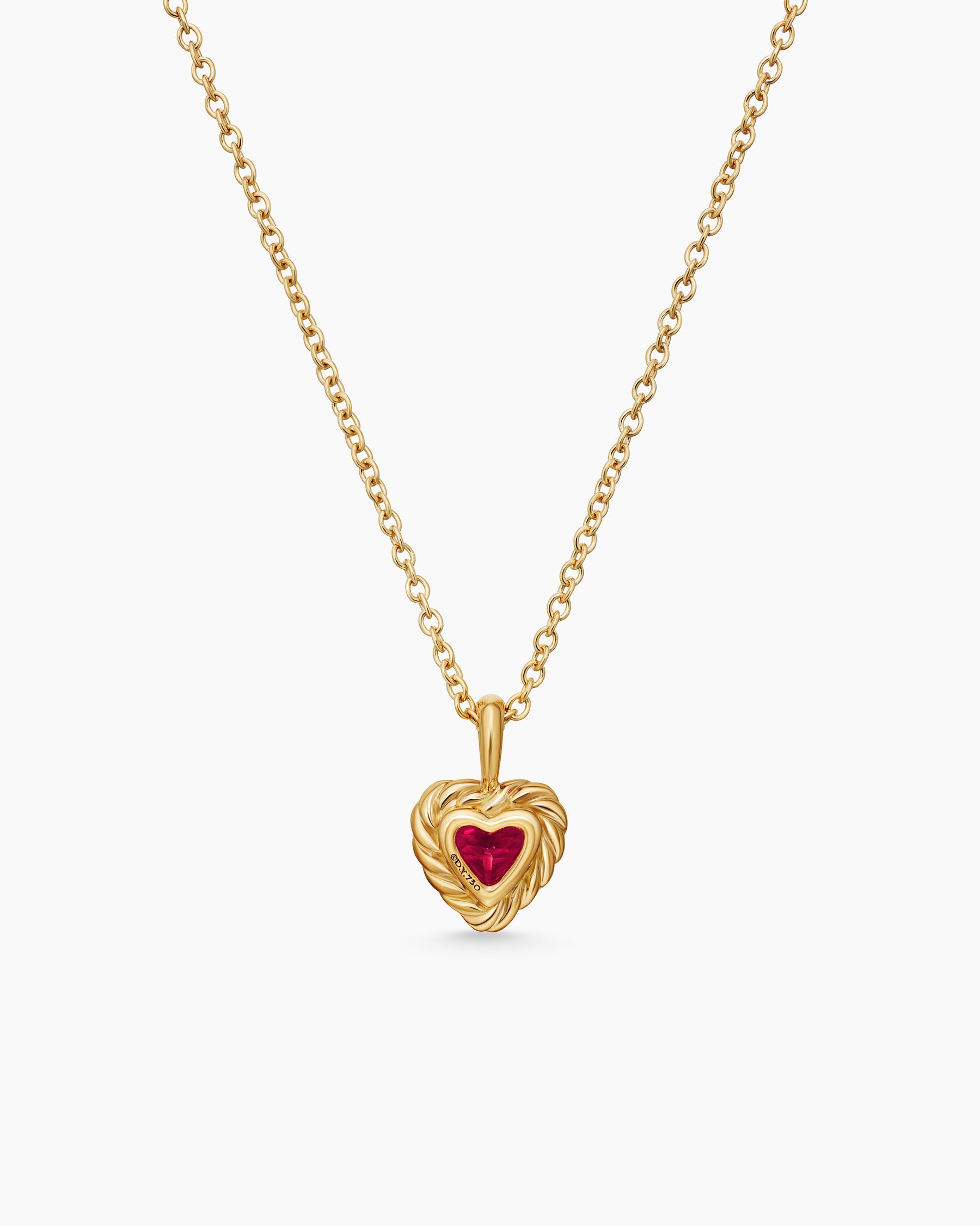 Cable Collectibles Teen Heart Necklace in 18K Yellow Gold with Rhodolite Garnet - Image 3