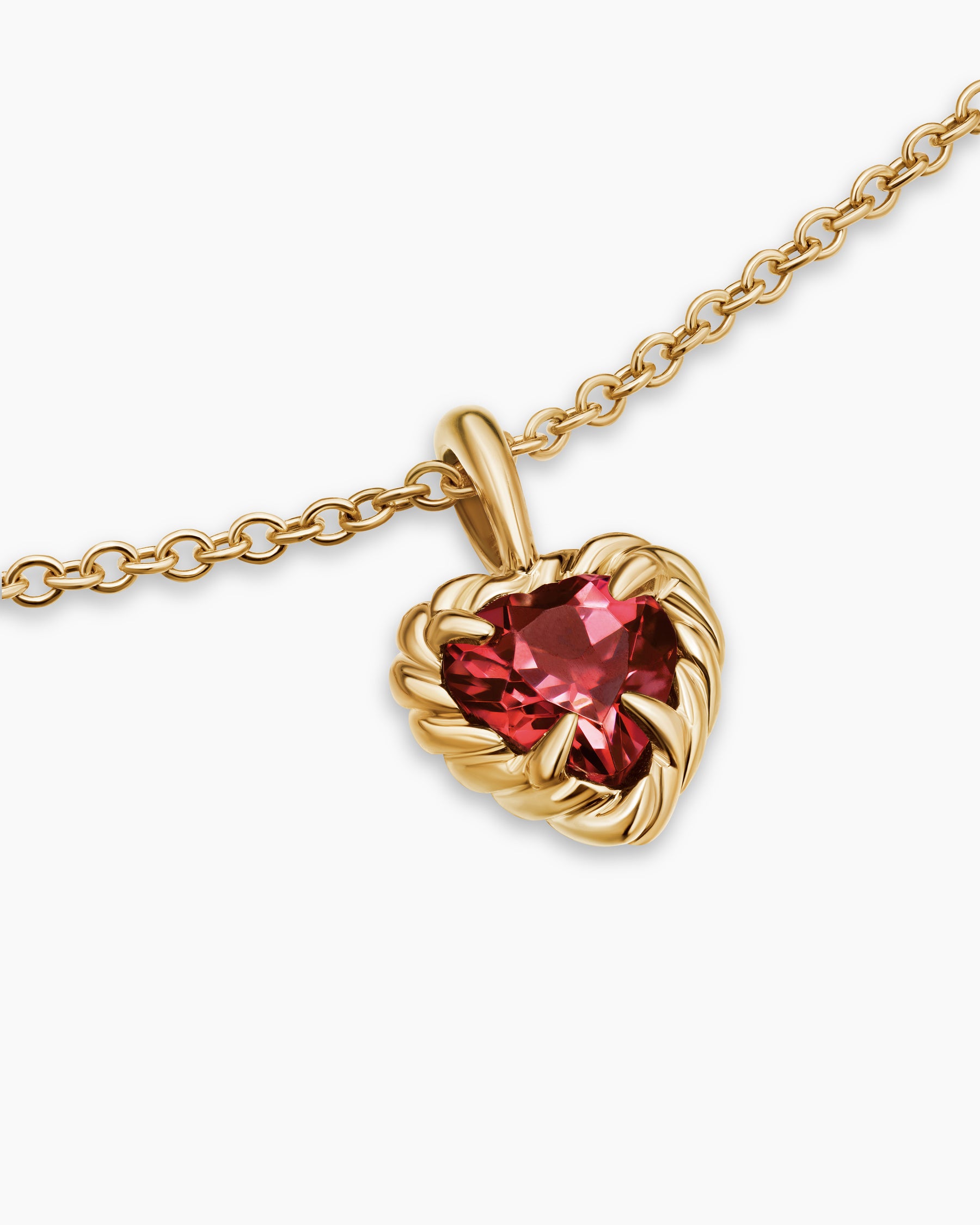Cable Collectibles Teen Heart Necklace in 18K Yellow Gold with Rhodolite Garnet - Image 4