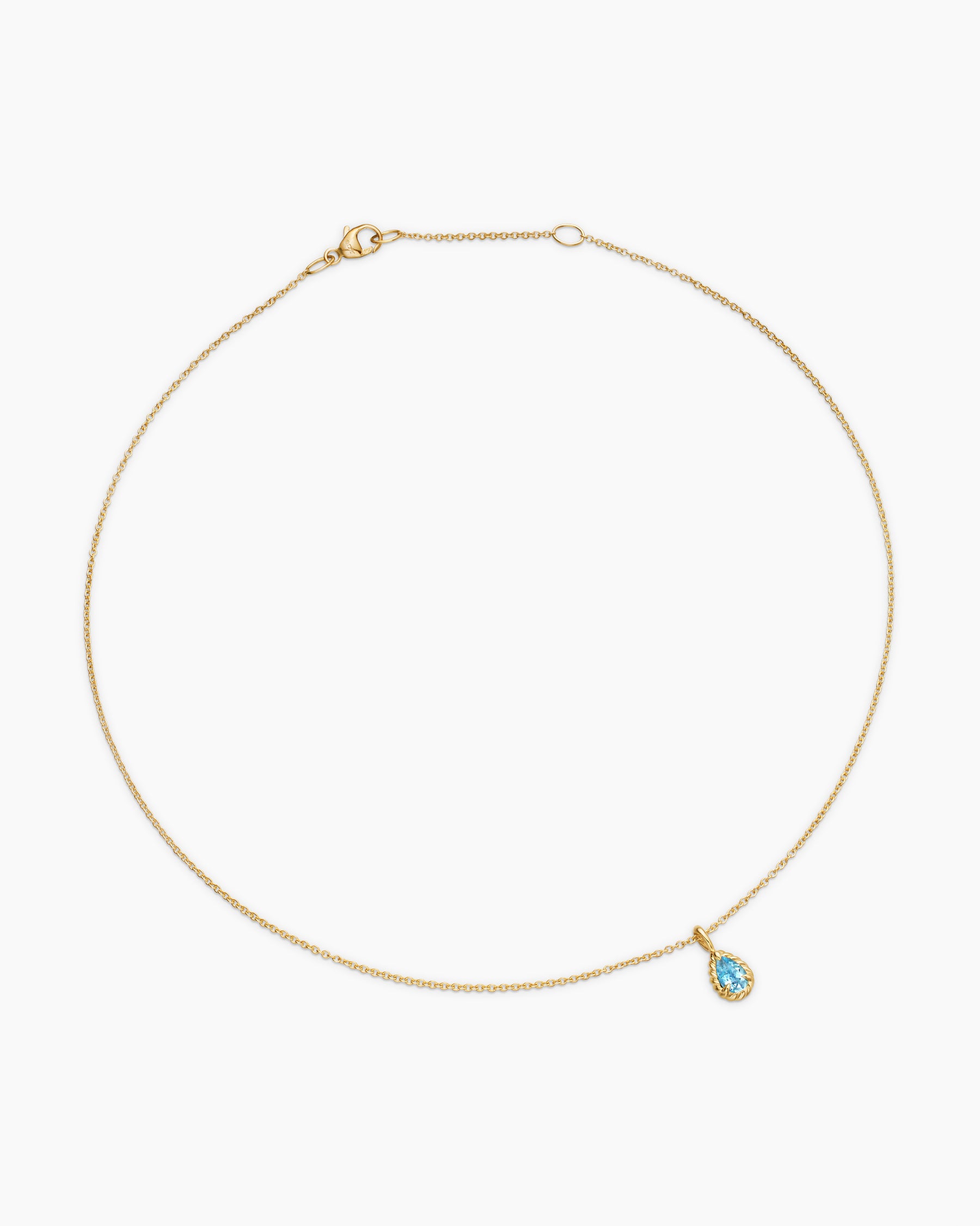 Alternative view of Cable Collectibles Teen Teardrop Necklace in 18K Yellow Gold with Blue Topaz