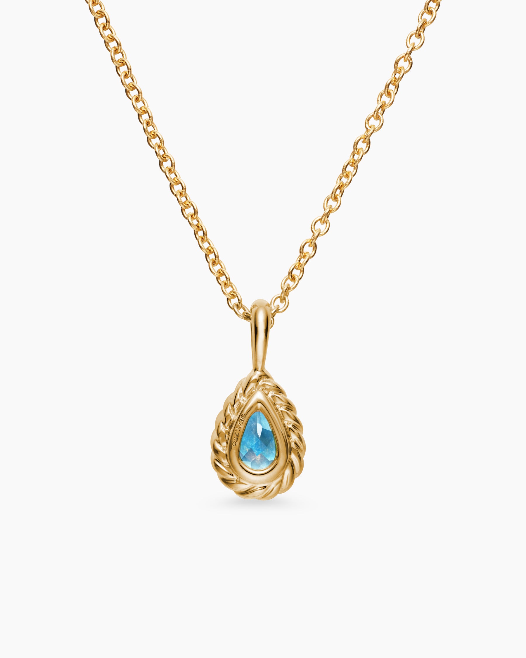 Cable Collectibles Teen Teardrop Necklace in 18K Yellow Gold with Blue Topaz - Image 3