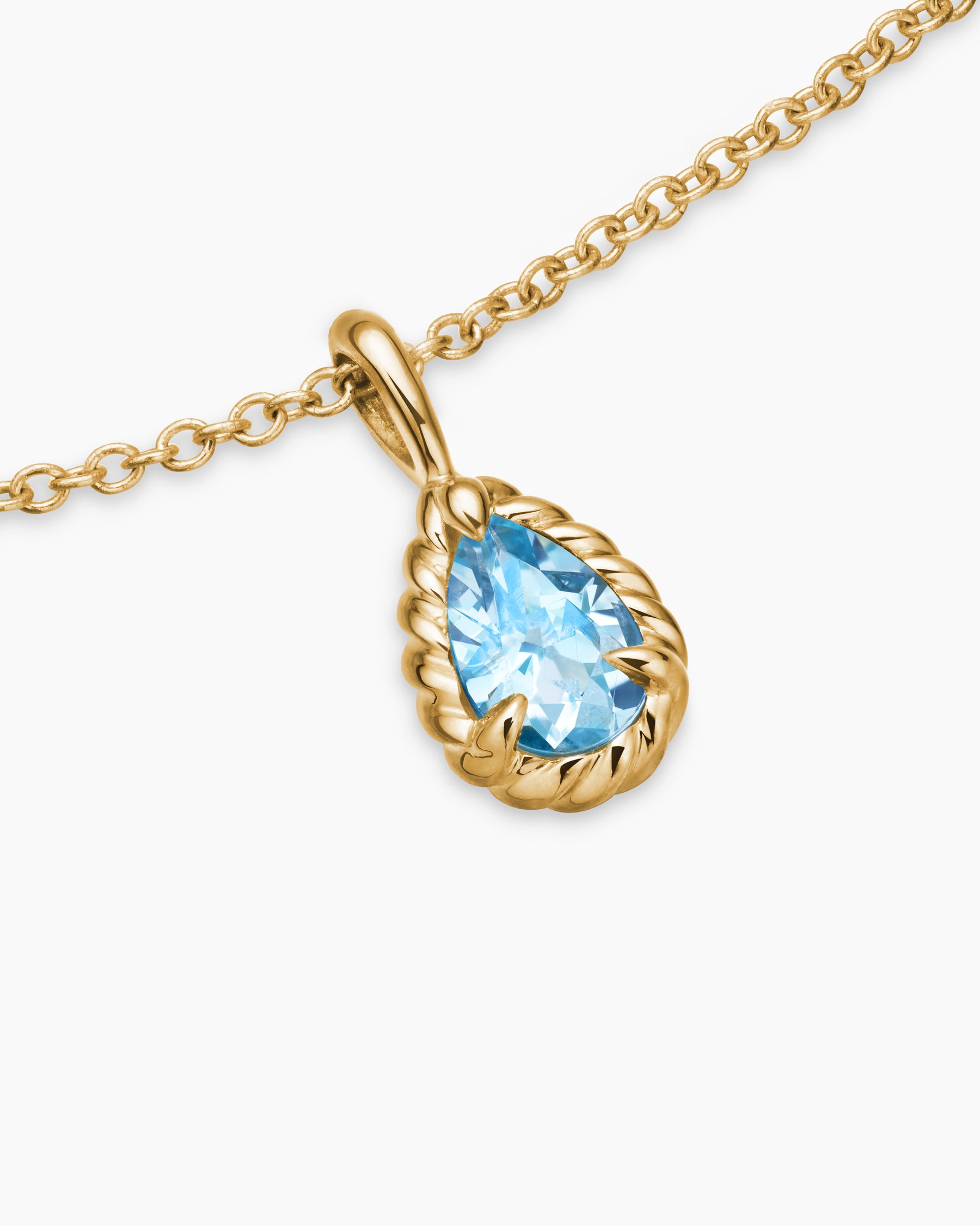 Cable Collectibles Teen Teardrop Necklace in 18K Yellow Gold with Blue Topaz - Image 4